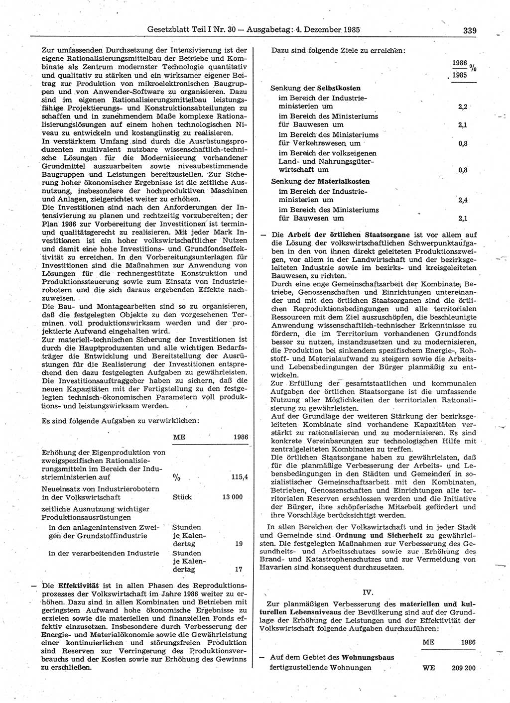 Gesetzblatt (GBl.) der Deutschen Demokratischen Republik (DDR) Teil Ⅰ 1985, Seite 339 (GBl. DDR Ⅰ 1985, S. 339)
