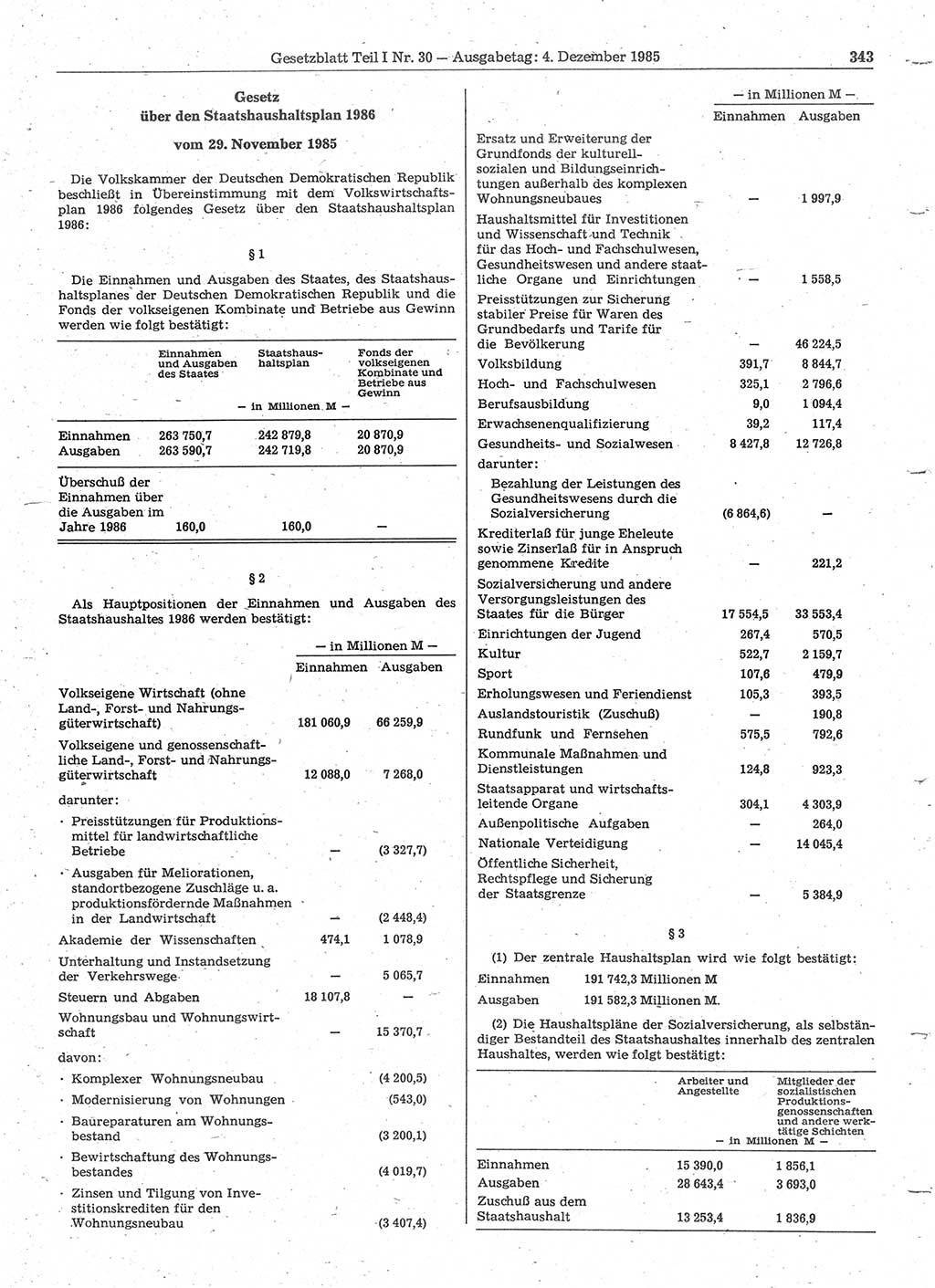 Gesetzblatt (GBl.) der Deutschen Demokratischen Republik (DDR) Teil Ⅰ 1985, Seite 343 (GBl. DDR Ⅰ 1985, S. 343)