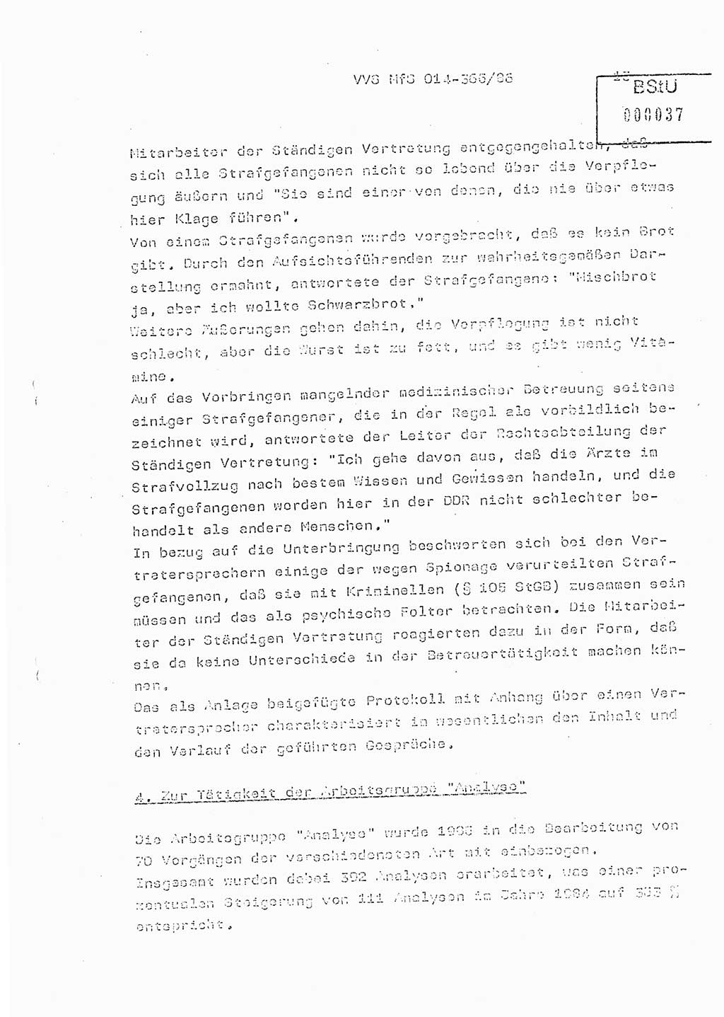 Ministerium für Staatssicherheit (MfS) [Deutsche Demokratische Republik (DDR)], Hauptabteilung (HA) Ⅸ/ Auswertungs- und Kontrollgruppe (AKG), Bereich Koordinierung, Jahresanalyse, Vertrauliche Verschlußsache (VVS) o014-365/86, Berlin 1985, Seite 15 (J.-Anal. MfS DDR HA Ⅸ/AKG VVS o014-365/86 1985, S. 15)