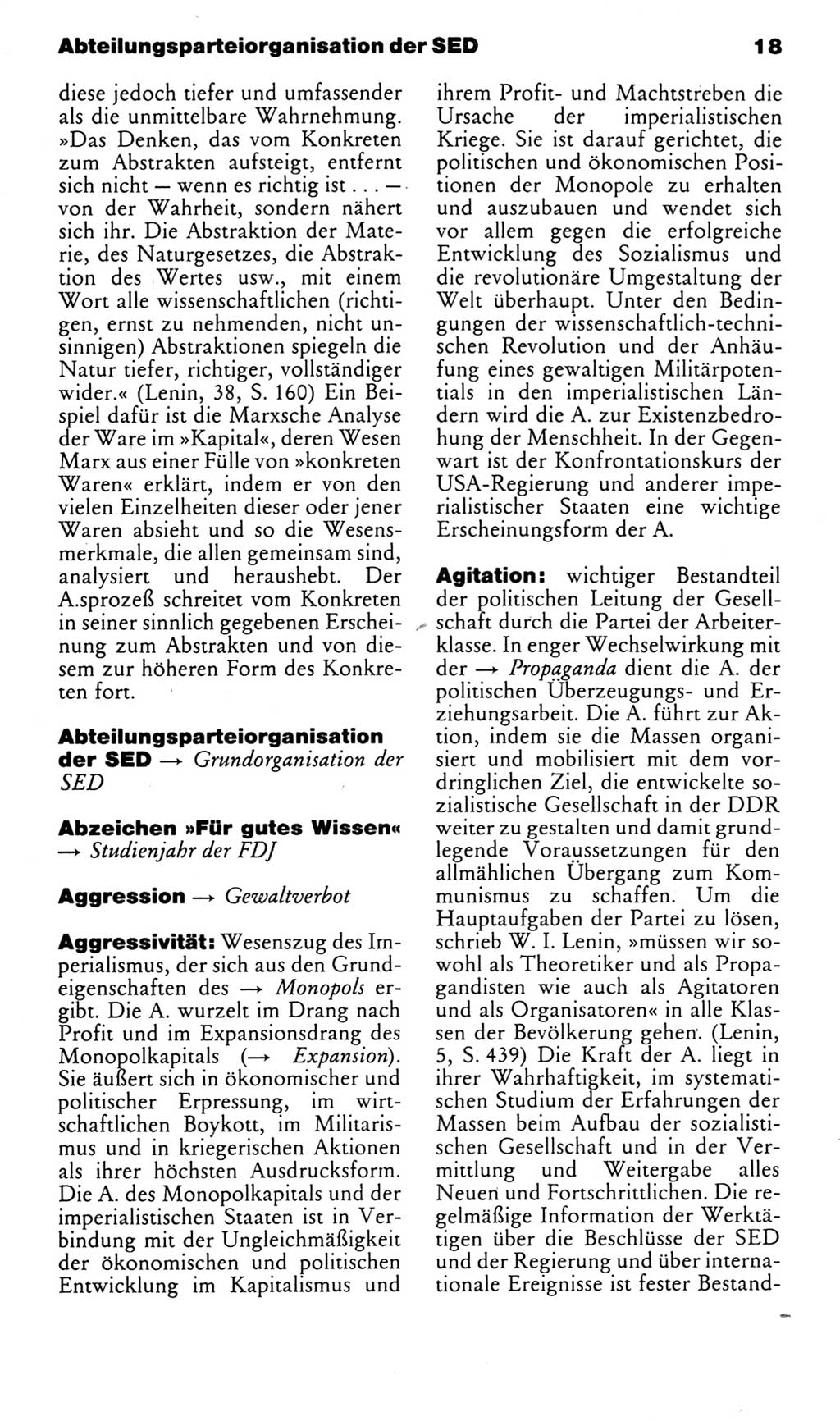 Kleines politisches Wörterbuch [Deutsche Demokratische Republik (DDR)] 1985, Seite 18 (Kl. pol. Wb. DDR 1985, S. 18)