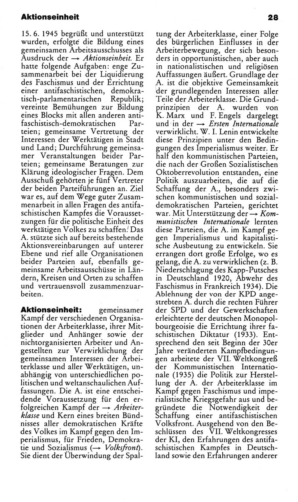 Kleines politisches Wörterbuch [Deutsche Demokratische Republik (DDR)] 1985, Seite 28 (Kl. pol. Wb. DDR 1985, S. 28)