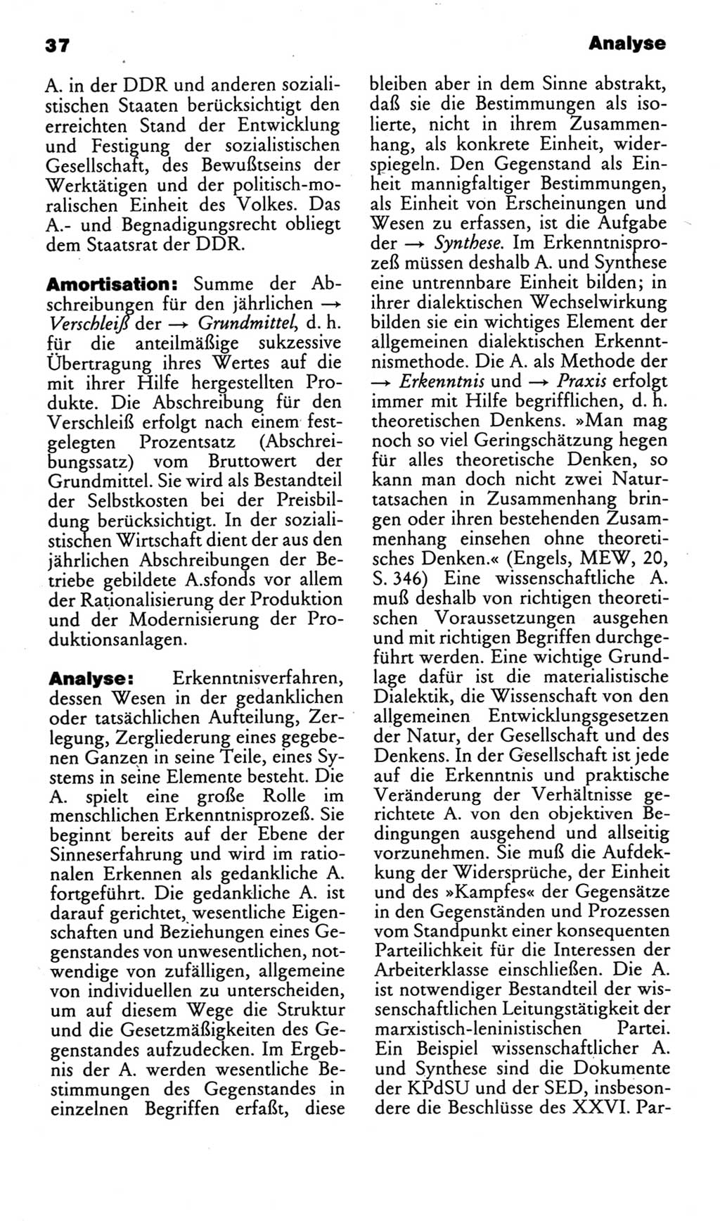 Kleines politisches Wörterbuch [Deutsche Demokratische Republik (DDR)] 1985, Seite 37 (Kl. pol. Wb. DDR 1985, S. 37)