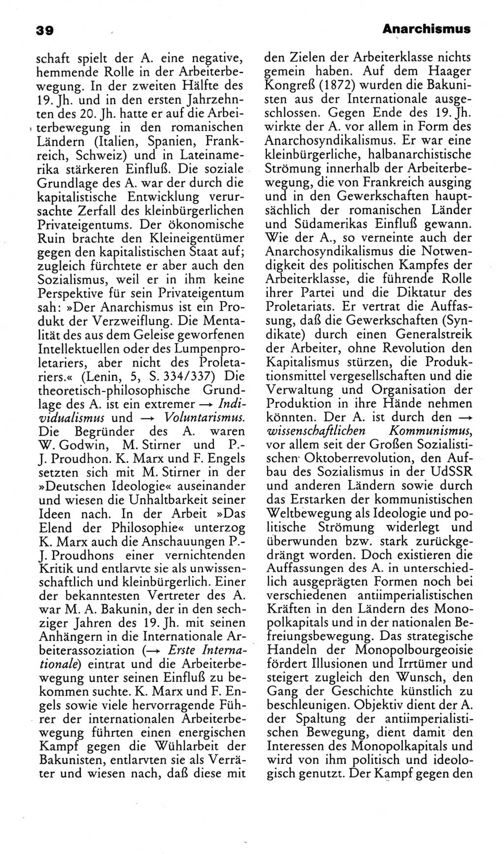 Kleines politisches Wörterbuch [Deutsche Demokratische Republik (DDR)] 1985, Seite 39 (Kl. pol. Wb. DDR 1985, S. 39)