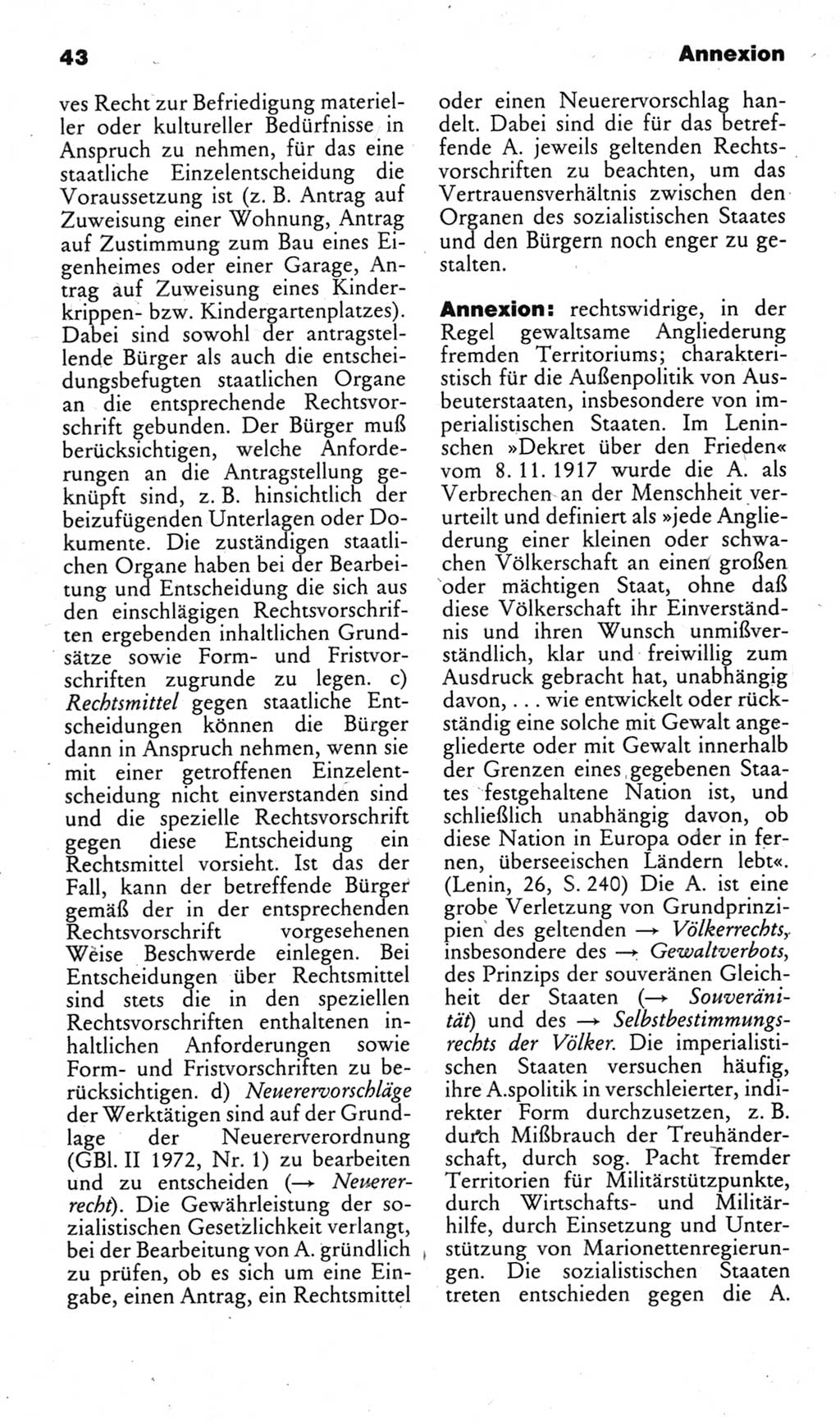 Kleines politisches Wörterbuch [Deutsche Demokratische Republik (DDR)] 1985, Seite 43 (Kl. pol. Wb. DDR 1985, S. 43)