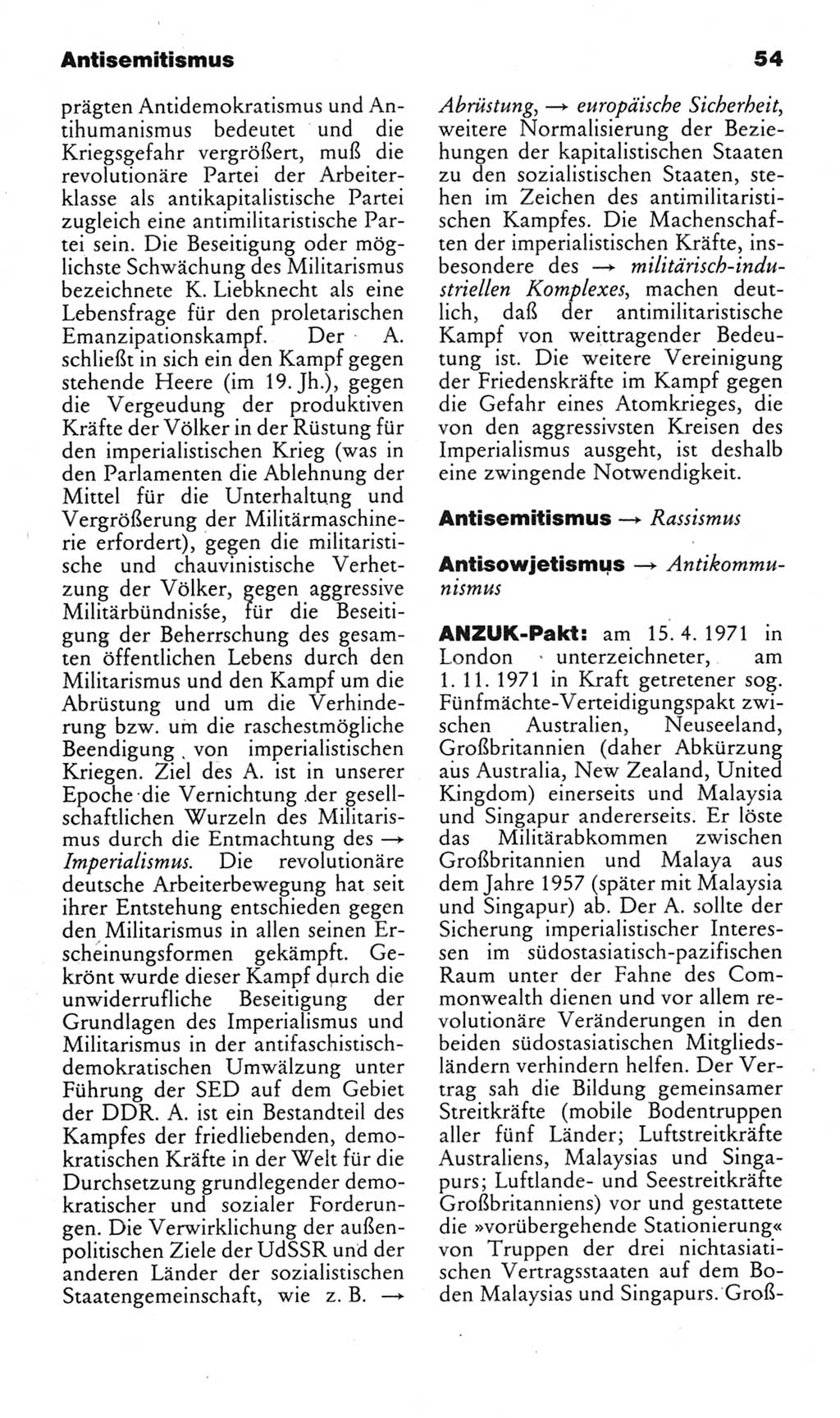 Kleines politisches Wörterbuch [Deutsche Demokratische Republik (DDR)] 1985, Seite 54 (Kl. pol. Wb. DDR 1985, S. 54)