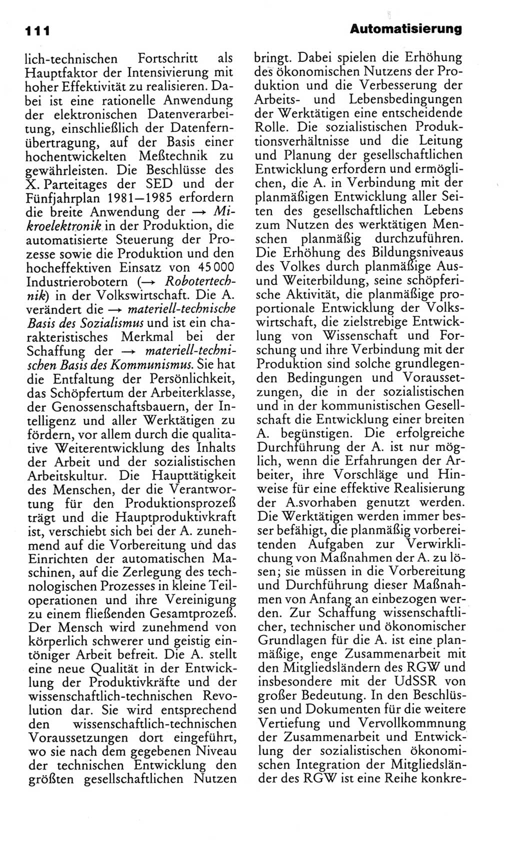 Kleines politisches Wörterbuch [Deutsche Demokratische Republik (DDR)] 1985, Seite 111 (Kl. pol. Wb. DDR 1985, S. 111)