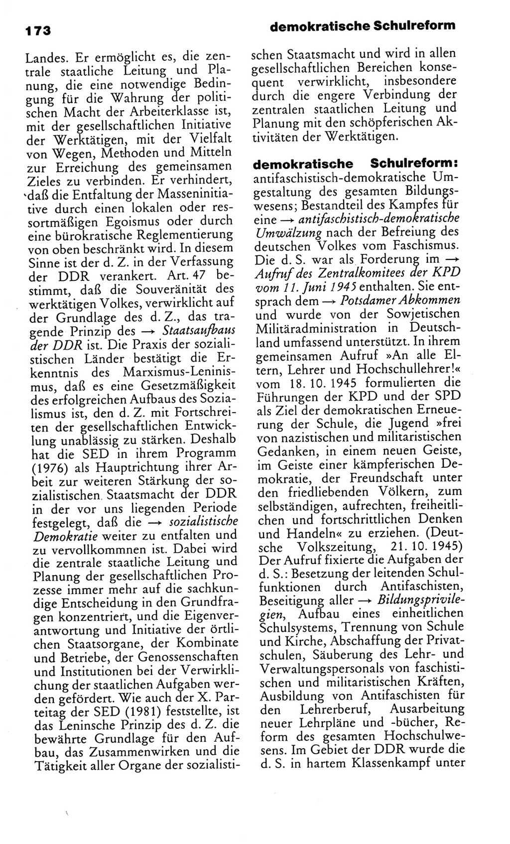 Kleines politisches Wörterbuch [Deutsche Demokratische Republik (DDR)] 1985, Seite 173 (Kl. pol. Wb. DDR 1985, S. 173)