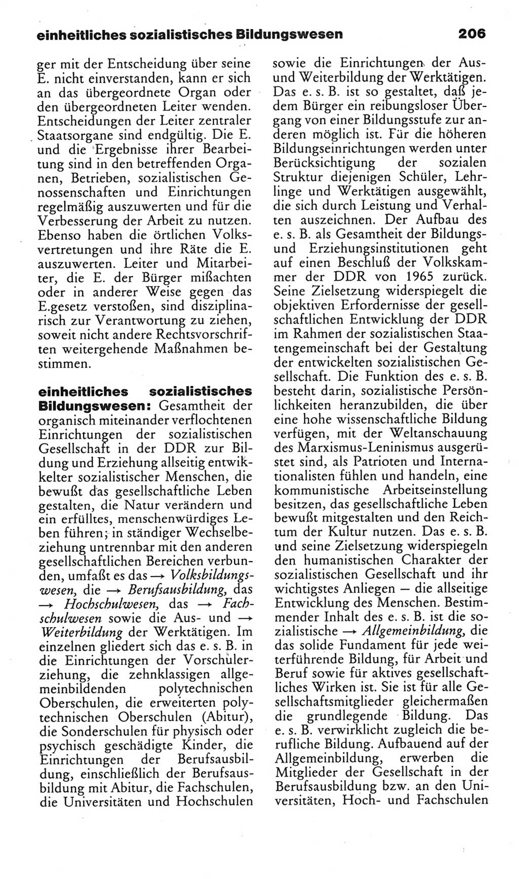 Kleines politisches Wörterbuch [Deutsche Demokratische Republik (DDR)] 1985, Seite 206 (Kl. pol. Wb. DDR 1985, S. 206)