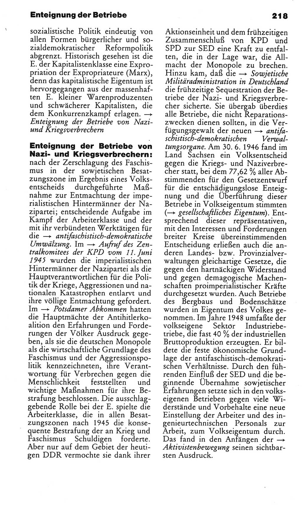 Kleines politisches Wörterbuch [Deutsche Demokratische Republik (DDR)] 1985, Seite 218 (Kl. pol. Wb. DDR 1985, S. 218)
