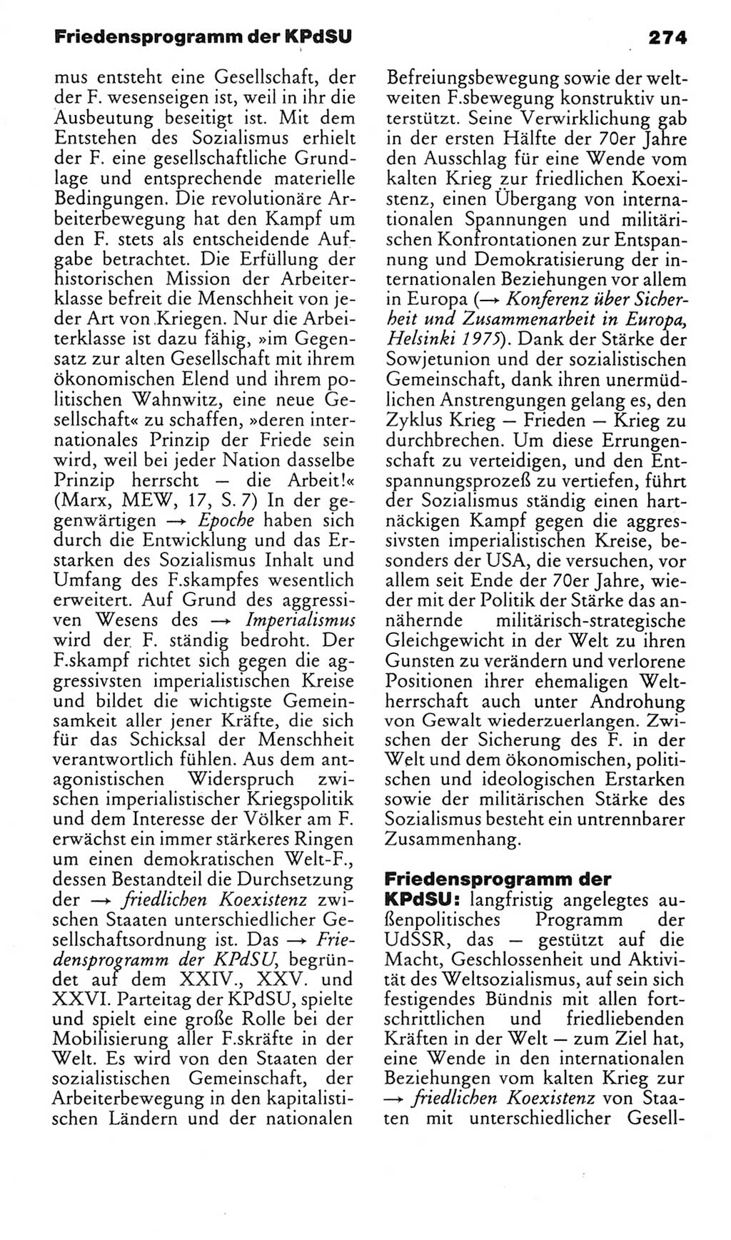 Kleines politisches Wörterbuch [Deutsche Demokratische Republik (DDR)] 1985, Seite 274 (Kl. pol. Wb. DDR 1985, S. 274)