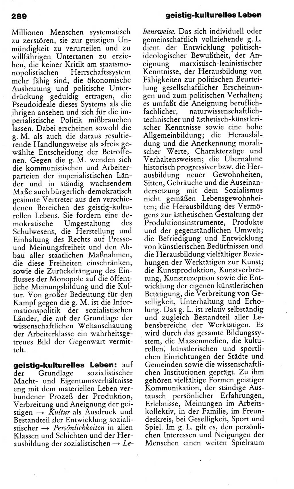 Kleines politisches Wörterbuch [Deutsche Demokratische Republik (DDR)] 1985, Seite 289 (Kl. pol. Wb. DDR 1985, S. 289)