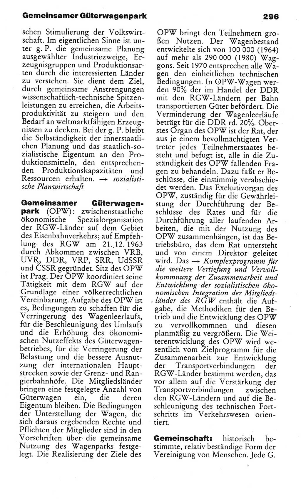 Kleines politisches Wörterbuch [Deutsche Demokratische Republik (DDR)] 1985, Seite 296 (Kl. pol. Wb. DDR 1985, S. 296)