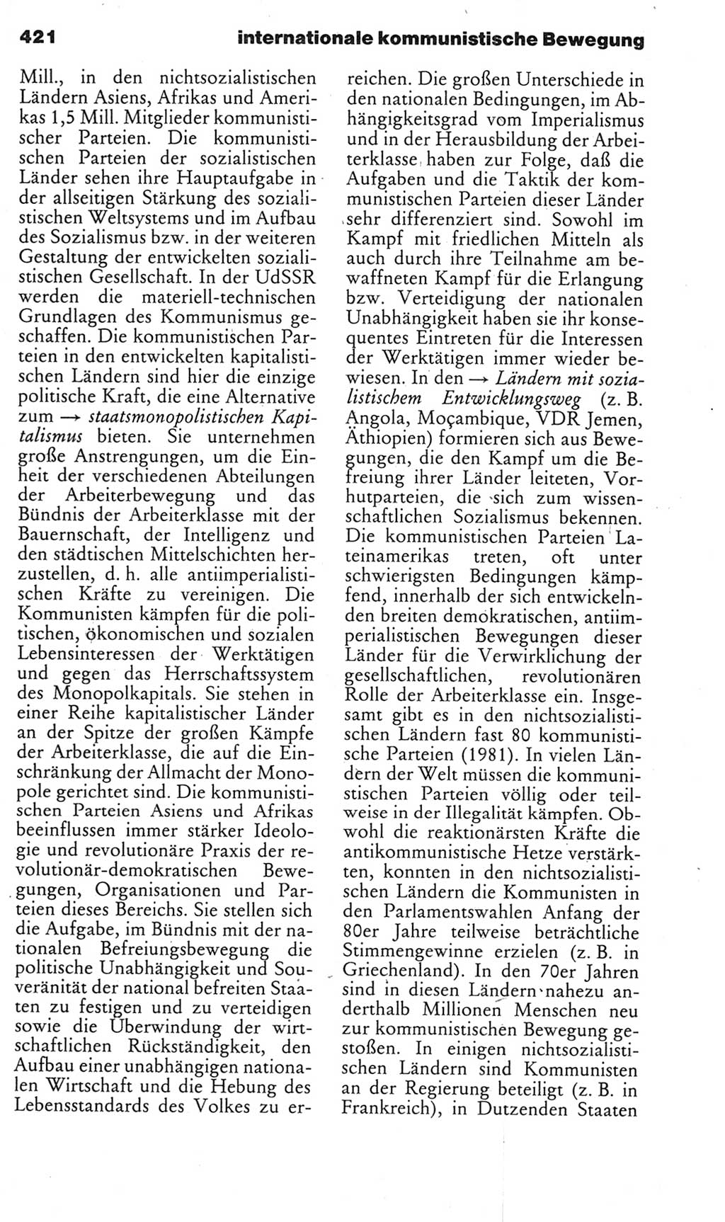Kleines politisches Wörterbuch [Deutsche Demokratische Republik (DDR)] 1985, Seite 421 (Kl. pol. Wb. DDR 1985, S. 421)