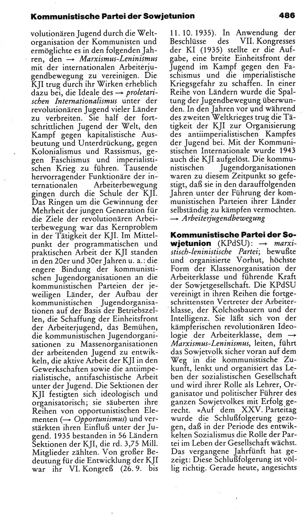 Kleines politisches Wörterbuch [Deutsche Demokratische Republik (DDR)] 1985, Seite 486 (Kl. pol. Wb. DDR 1985, S. 486)