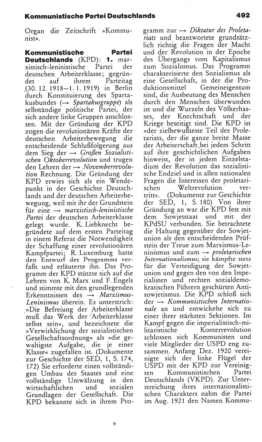 Kleines politisches Wörterbuch [Deutsche Demokratische Republik (DDR)] 1985, Seite 492 (Kl. pol. Wb. DDR 1985, S. 492)