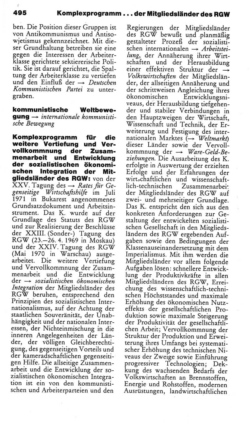 Kleines politisches Wörterbuch [Deutsche Demokratische Republik (DDR)] 1985, Seite 495 (Kl. pol. Wb. DDR 1985, S. 495)