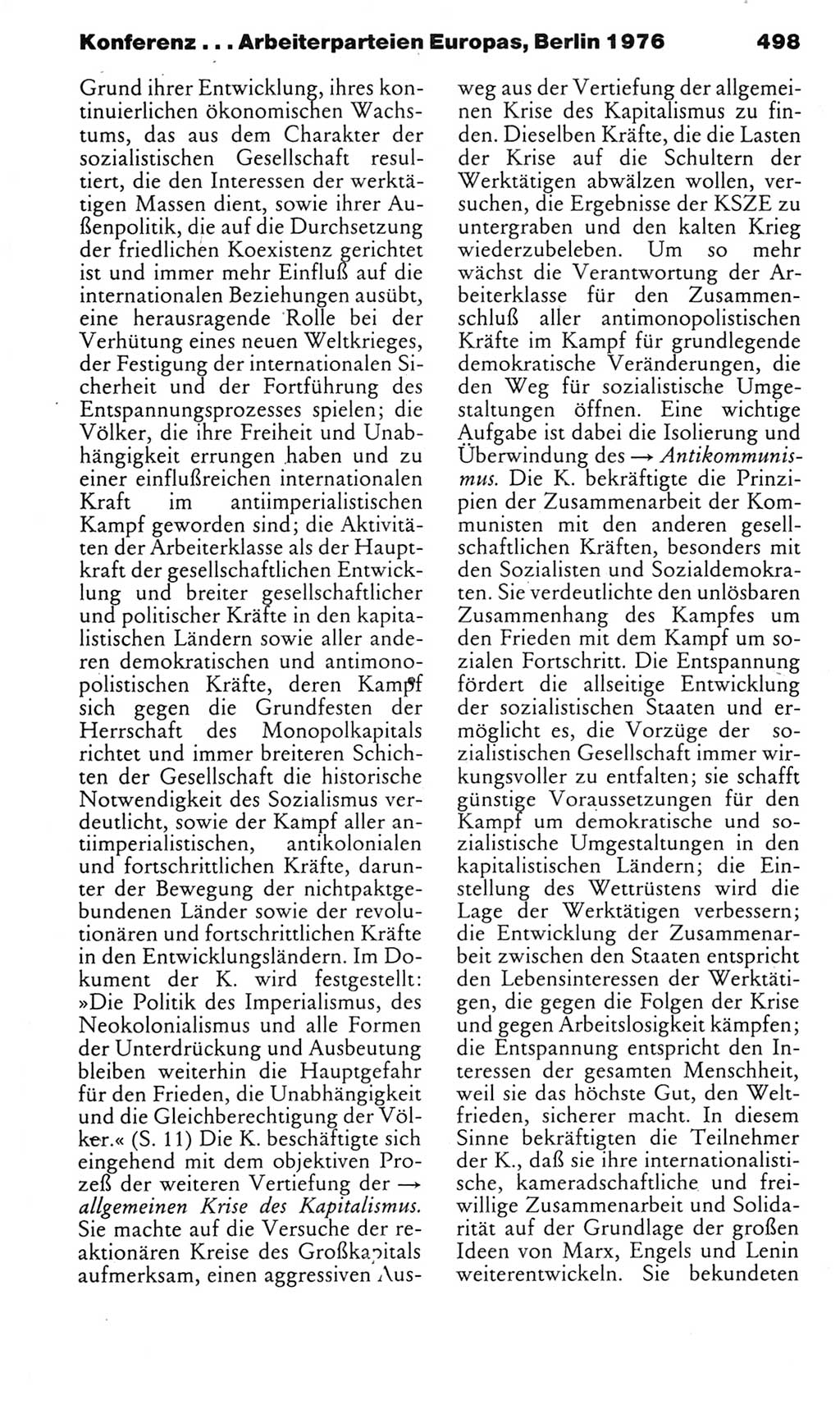 Kleines politisches Wörterbuch [Deutsche Demokratische Republik (DDR)] 1985, Seite 498 (Kl. pol. Wb. DDR 1985, S. 498)