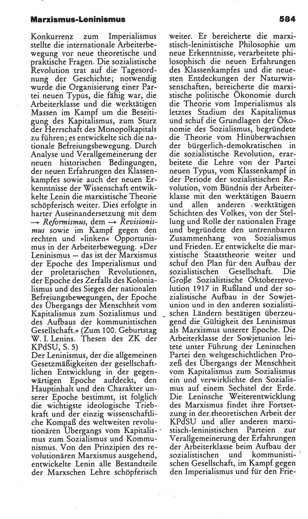 Kleines politisches Wörterbuch [Deutsche Demokratische Republik (DDR)] 1985, Seite 584 (Kl. pol. Wb. DDR 1985, S. 584)