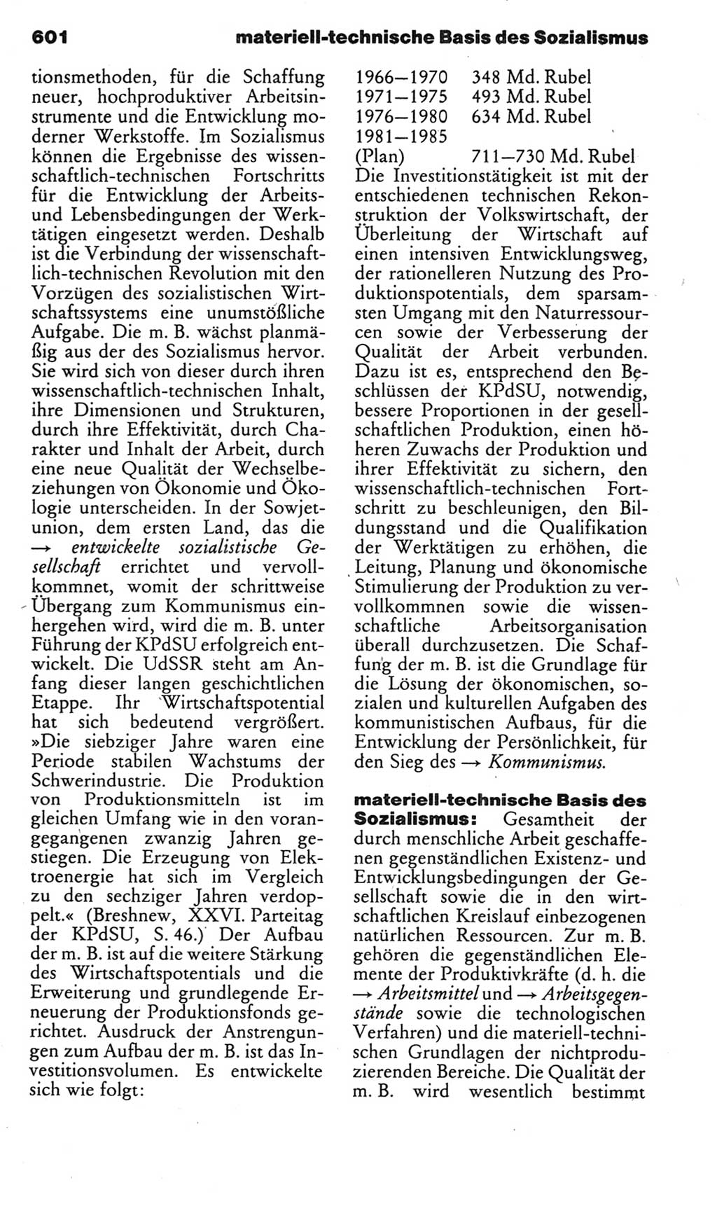 Kleines politisches Wörterbuch [Deutsche Demokratische Republik (DDR)] 1985, Seite 601 (Kl. pol. Wb. DDR 1985, S. 601)