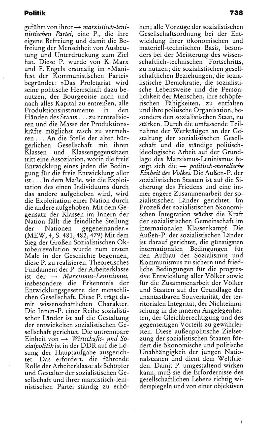 Kleines politisches Wörterbuch [Deutsche Demokratische Republik (DDR)] 1985, Seite 738 (Kl. pol. Wb. DDR 1985, S. 738)