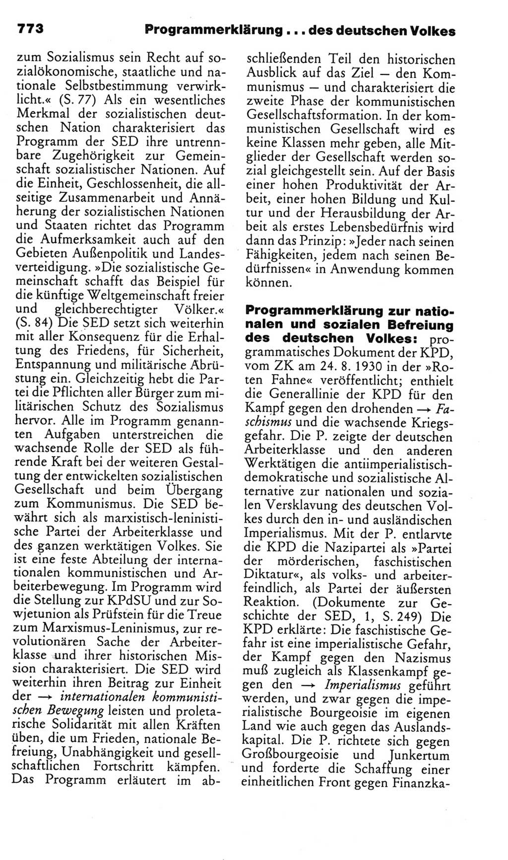 Kleines politisches Wörterbuch [Deutsche Demokratische Republik (DDR)] 1985, Seite 773 (Kl. pol. Wb. DDR 1985, S. 773)
