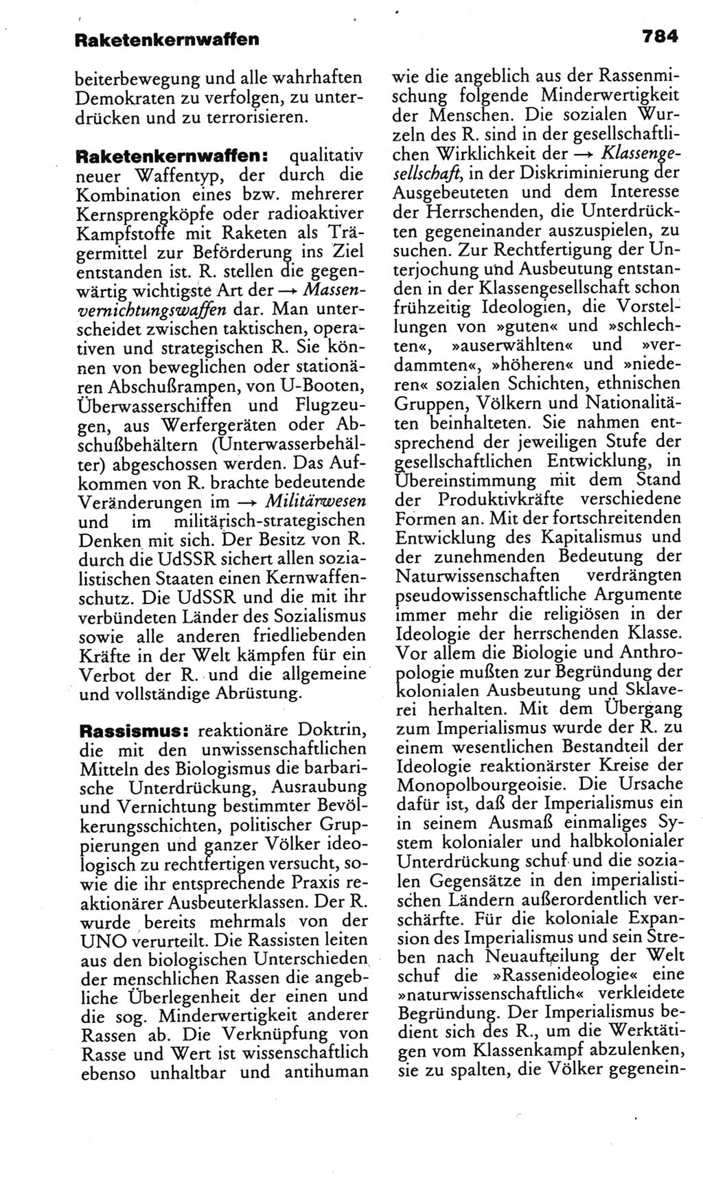 Kleines politisches Wörterbuch [Deutsche Demokratische Republik (DDR)] 1985, Seite 784 (Kl. pol. Wb. DDR 1985, S. 784)