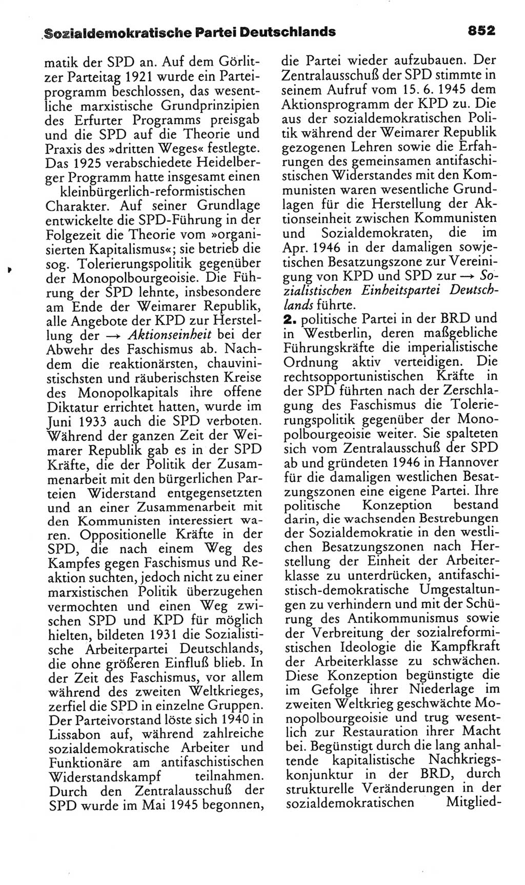 Kleines politisches Wörterbuch [Deutsche Demokratische Republik (DDR)] 1985, Seite 852 (Kl. pol. Wb. DDR 1985, S. 852)