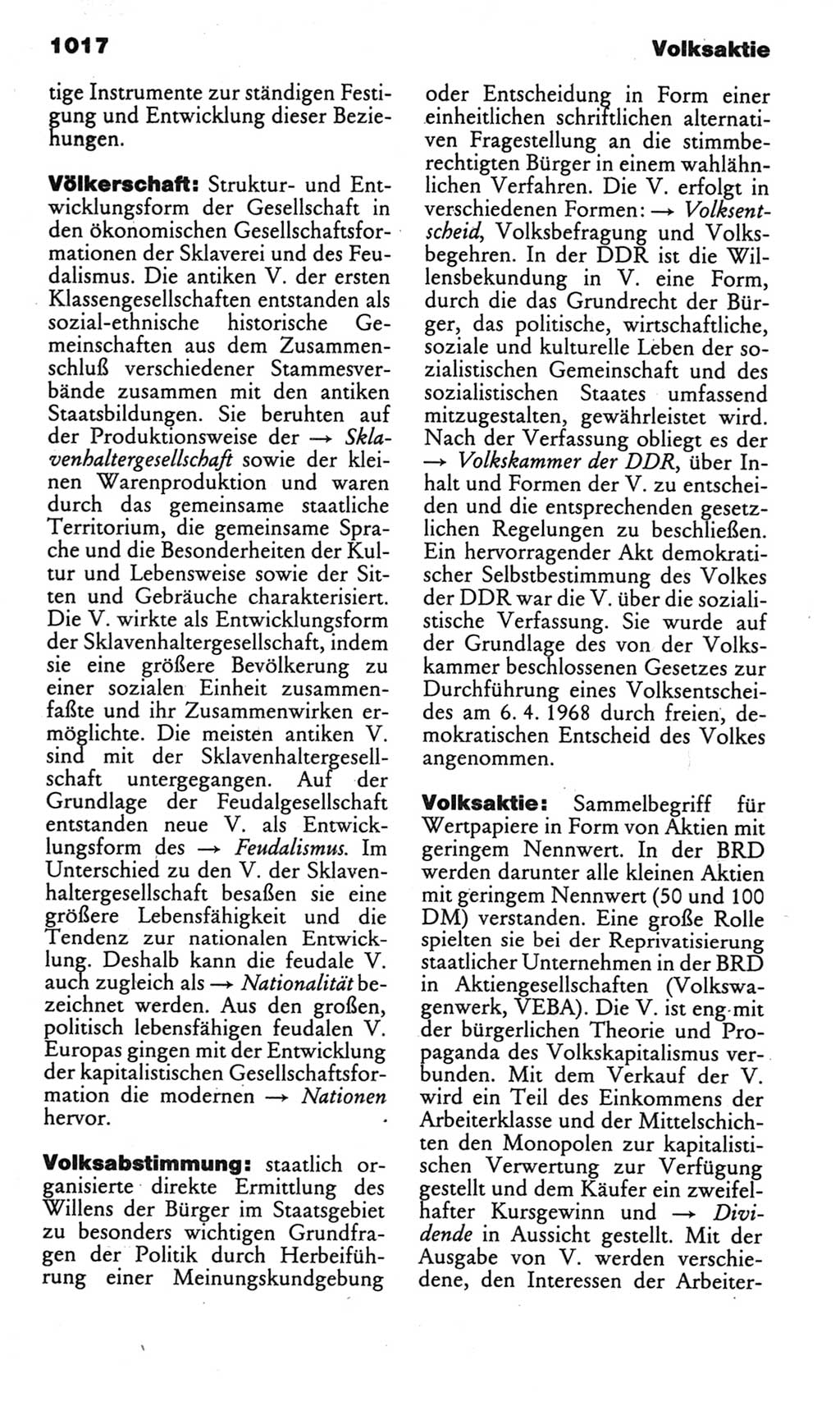 Kleines politisches Wörterbuch [Deutsche Demokratische Republik (DDR)] 1985, Seite 1017 (Kl. pol. Wb. DDR 1985, S. 1017)