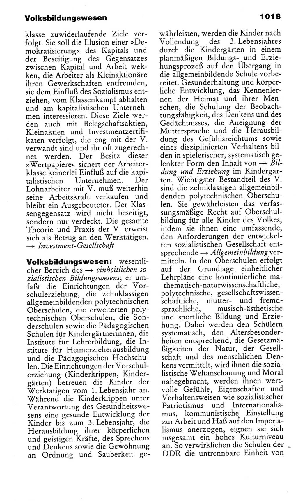 Kleines politisches Wörterbuch [Deutsche Demokratische Republik (DDR)] 1985, Seite 1018 (Kl. pol. Wb. DDR 1985, S. 1018)
