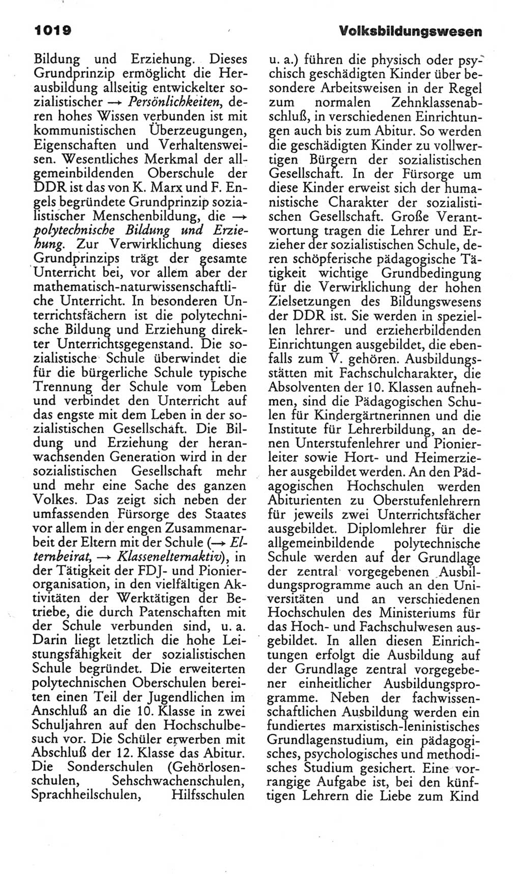 Kleines politisches Wörterbuch [Deutsche Demokratische Republik (DDR)] 1985, Seite 1019 (Kl. pol. Wb. DDR 1985, S. 1019)