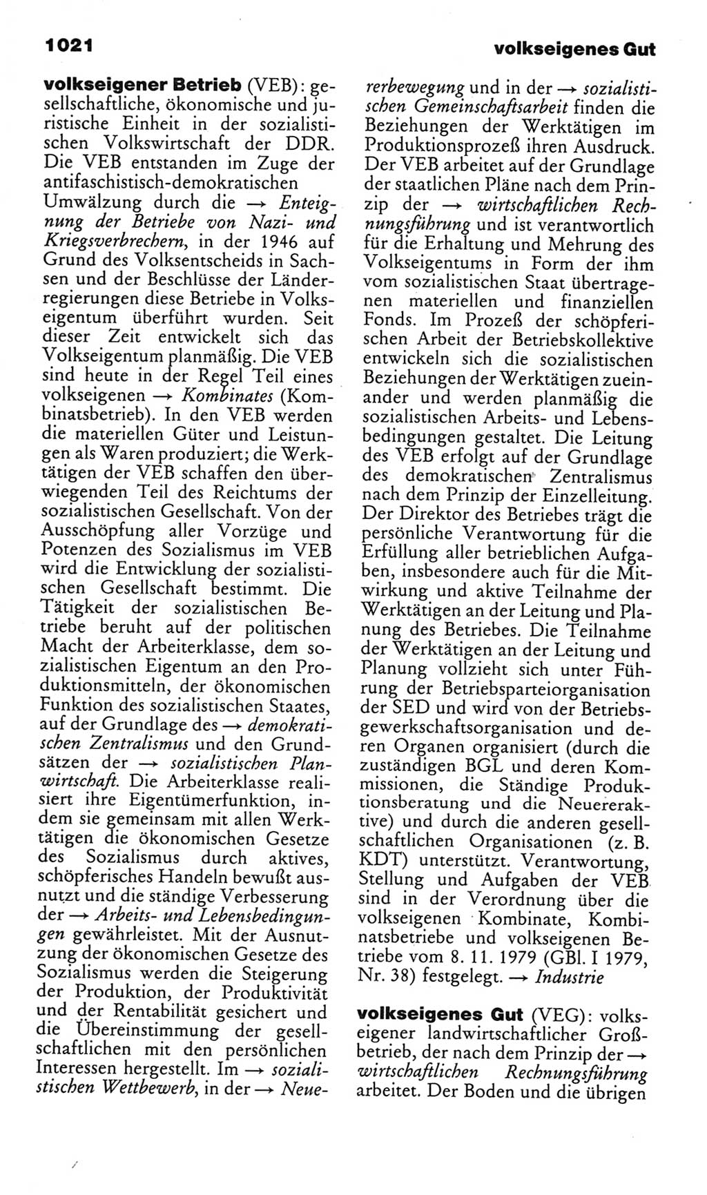Kleines politisches Wörterbuch [Deutsche Demokratische Republik (DDR)] 1985, Seite 1021 (Kl. pol. Wb. DDR 1985, S. 1021)