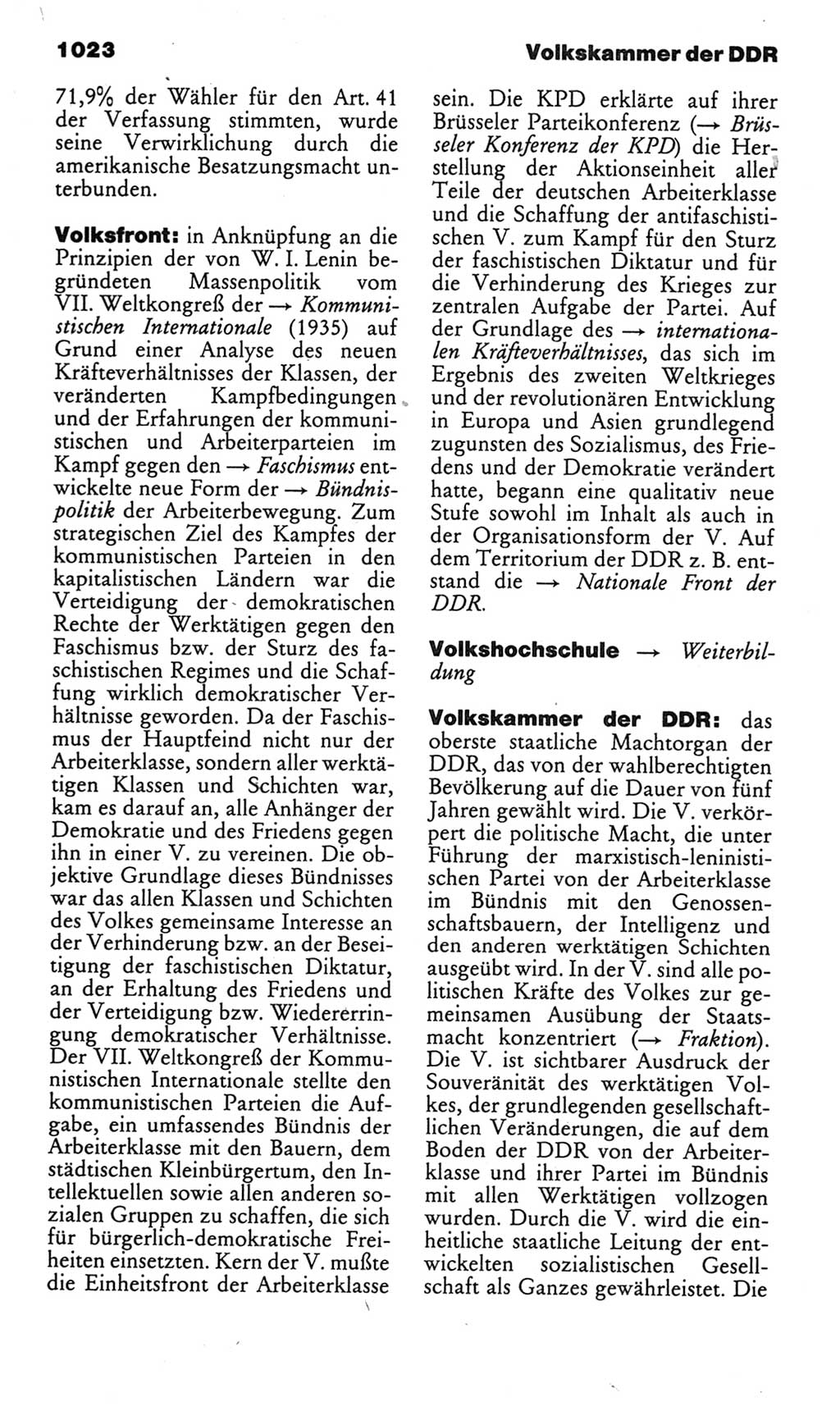 Kleines politisches Wörterbuch [Deutsche Demokratische Republik (DDR)] 1985, Seite 1023 (Kl. pol. Wb. DDR 1985, S. 1023)