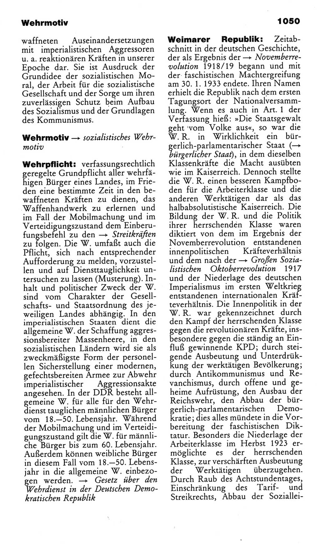 Kleines politisches Wörterbuch [Deutsche Demokratische Republik (DDR)] 1985, Seite 1050 (Kl. pol. Wb. DDR 1985, S. 1050)