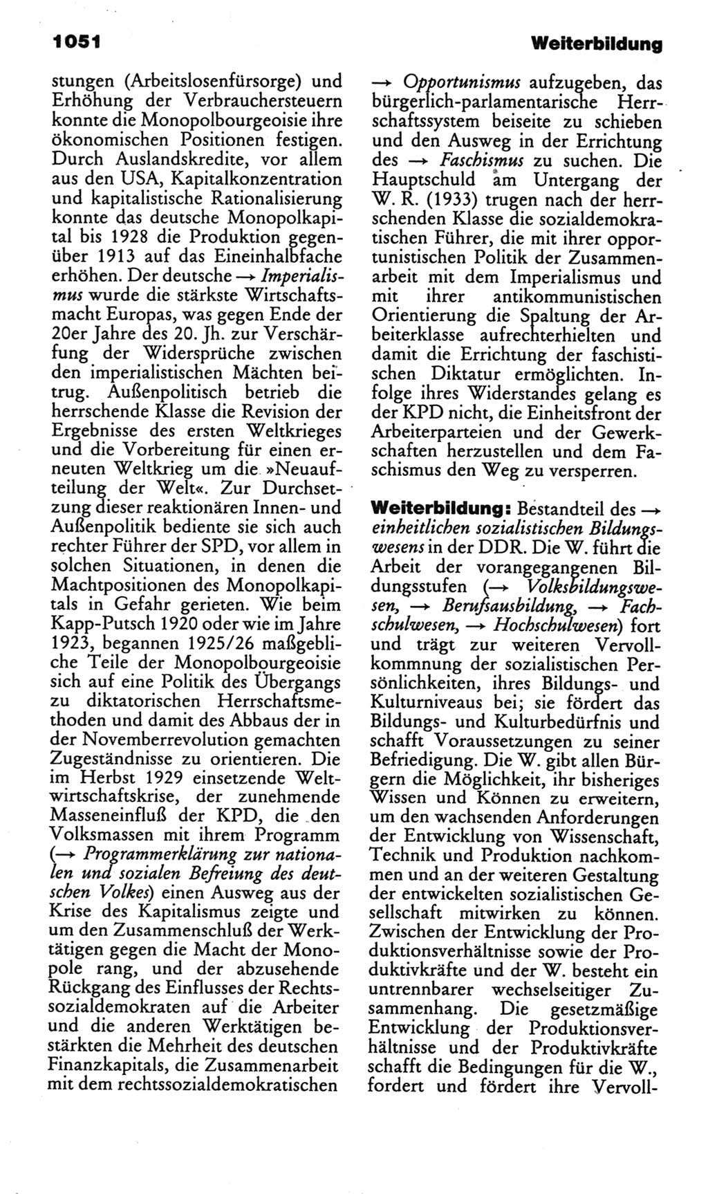 Kleines politisches Wörterbuch [Deutsche Demokratische Republik (DDR)] 1985, Seite 1051 (Kl. pol. Wb. DDR 1985, S. 1051)