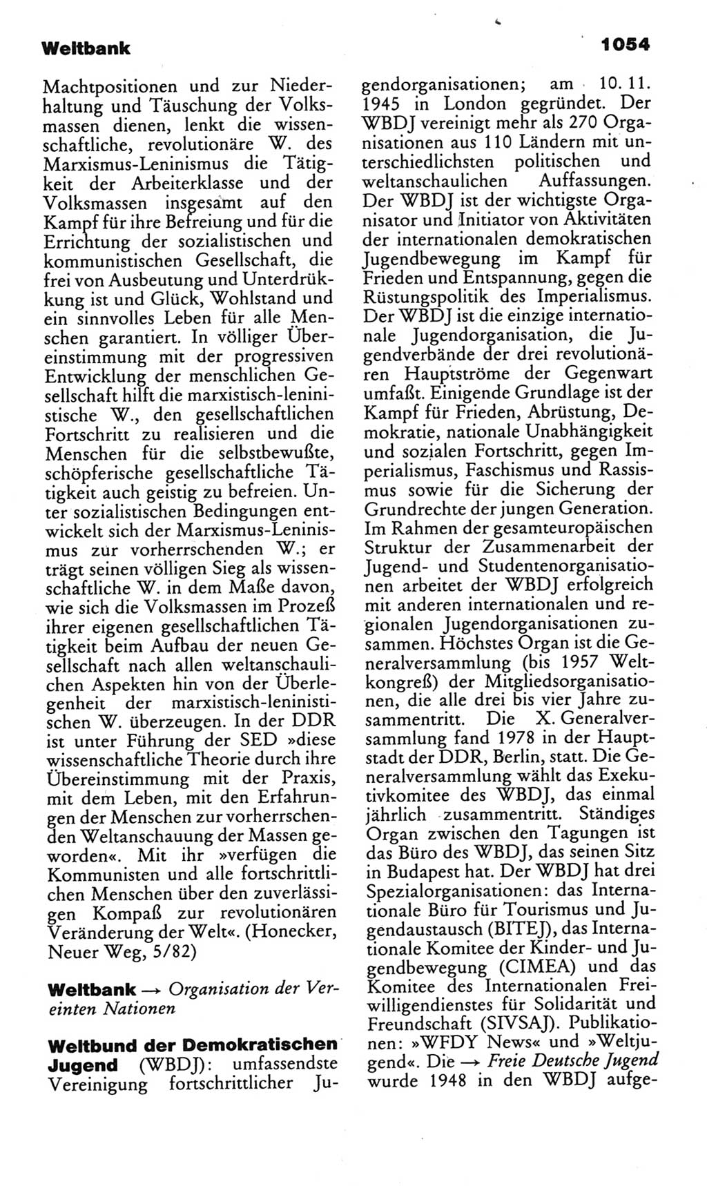 Kleines politisches Wörterbuch [Deutsche Demokratische Republik (DDR)] 1985, Seite 1054 (Kl. pol. Wb. DDR 1985, S. 1054)