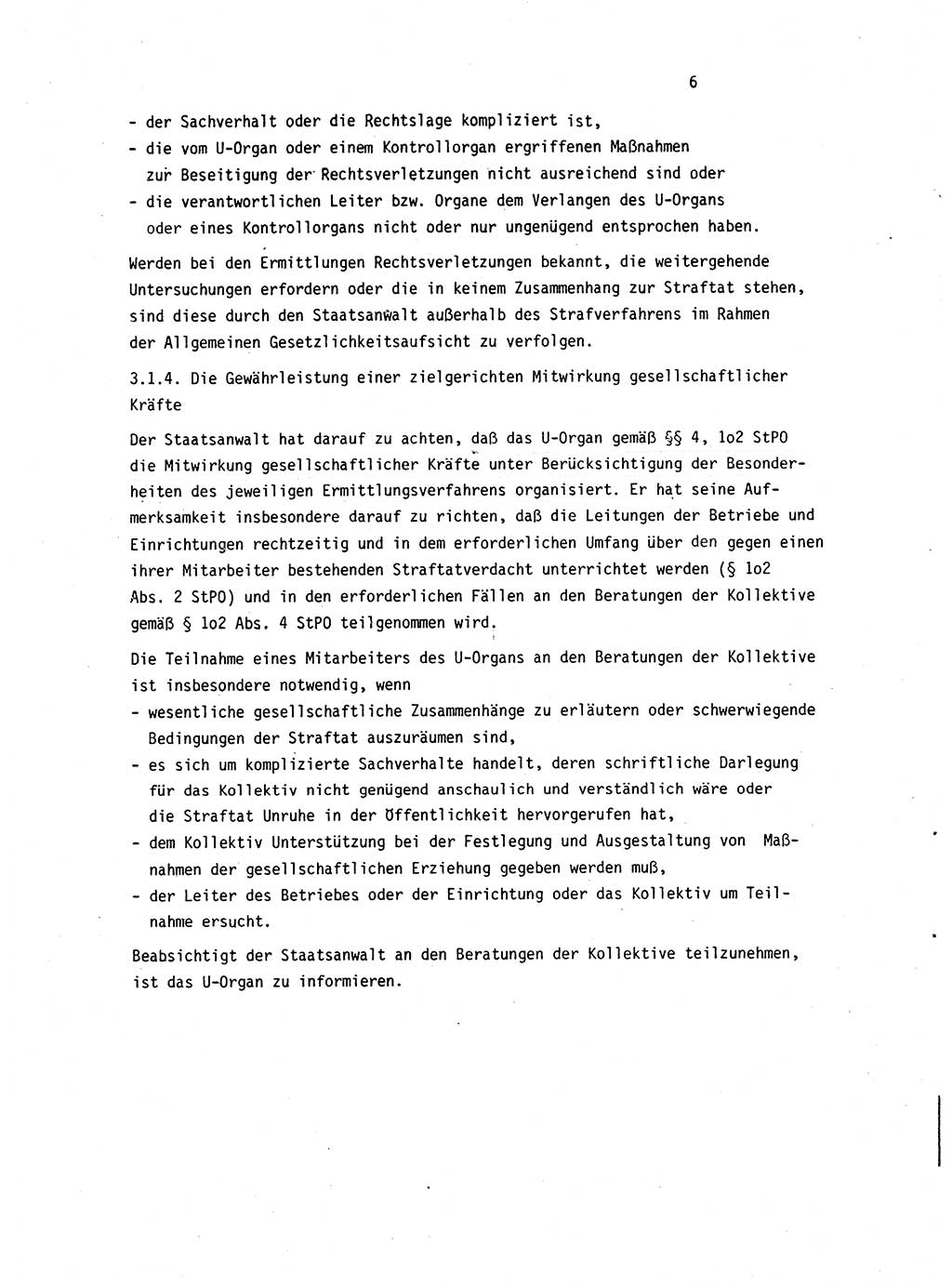 Leitung des Ermittlungsverfahren (EV) durch den Staatsanwalt [Deutsche Demokratische Republik (DDR)] 1985, Seite 6 (Ltg. EV StA DDR 1985, S. 6)