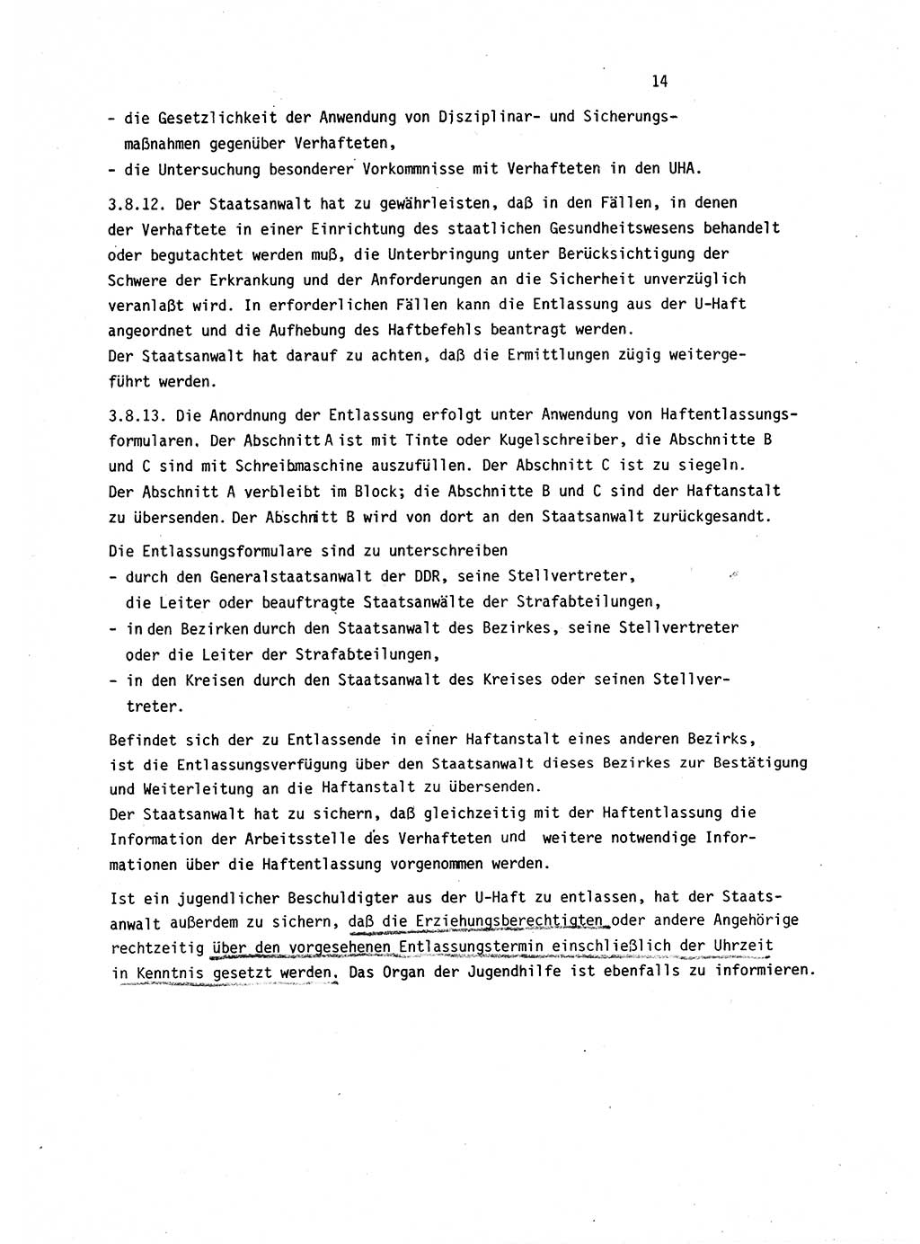 Leitung des Ermittlungsverfahren (EV) durch den Staatsanwalt [Deutsche Demokratische Republik (DDR)] 1985, Seite 14 (Ltg. EV StA DDR 1985, S. 14)