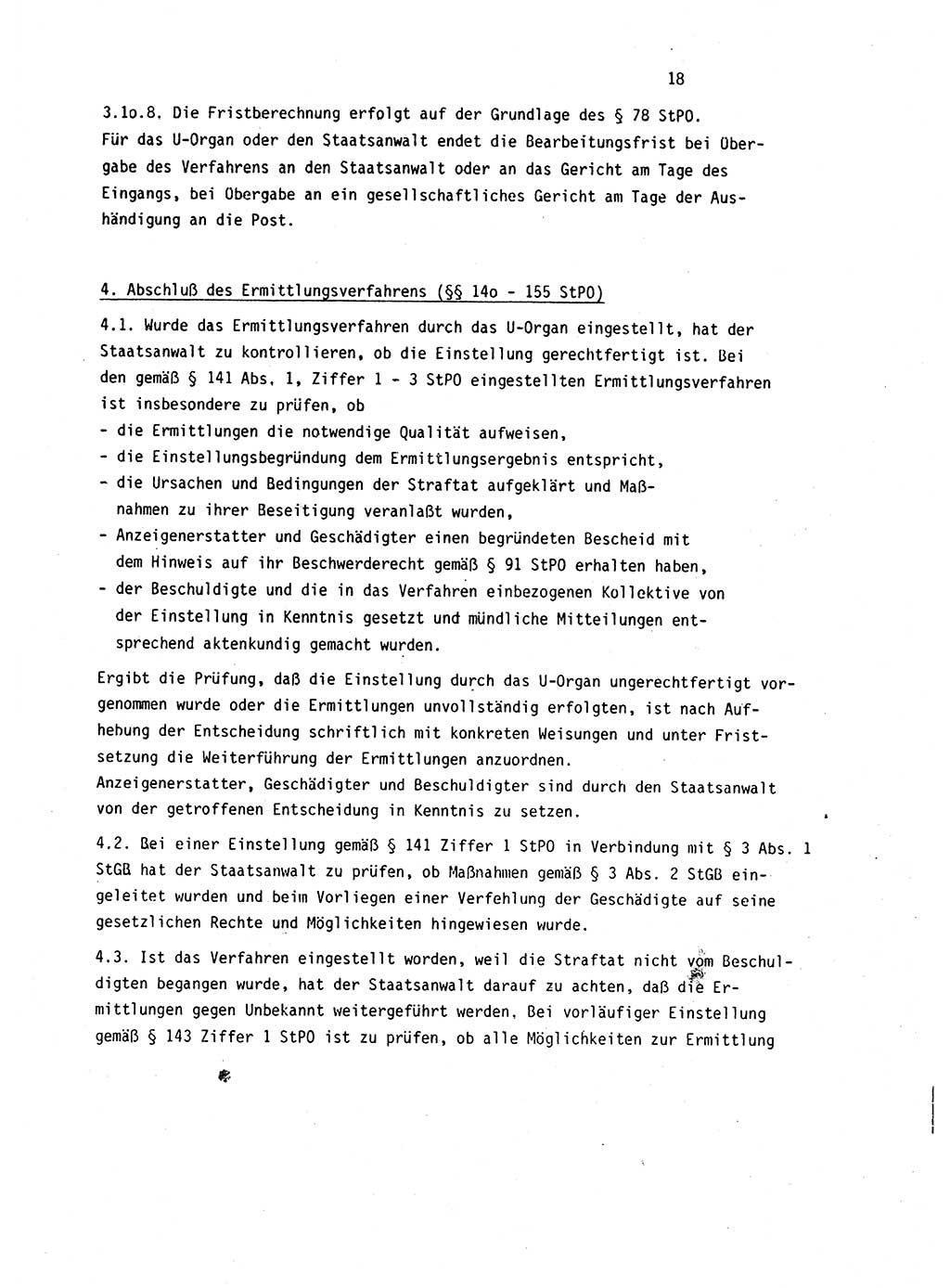 Leitung des Ermittlungsverfahren (EV) durch den Staatsanwalt [Deutsche Demokratische Republik (DDR)] 1985, Seite 18 (Ltg. EV StA DDR 1985, S. 18)