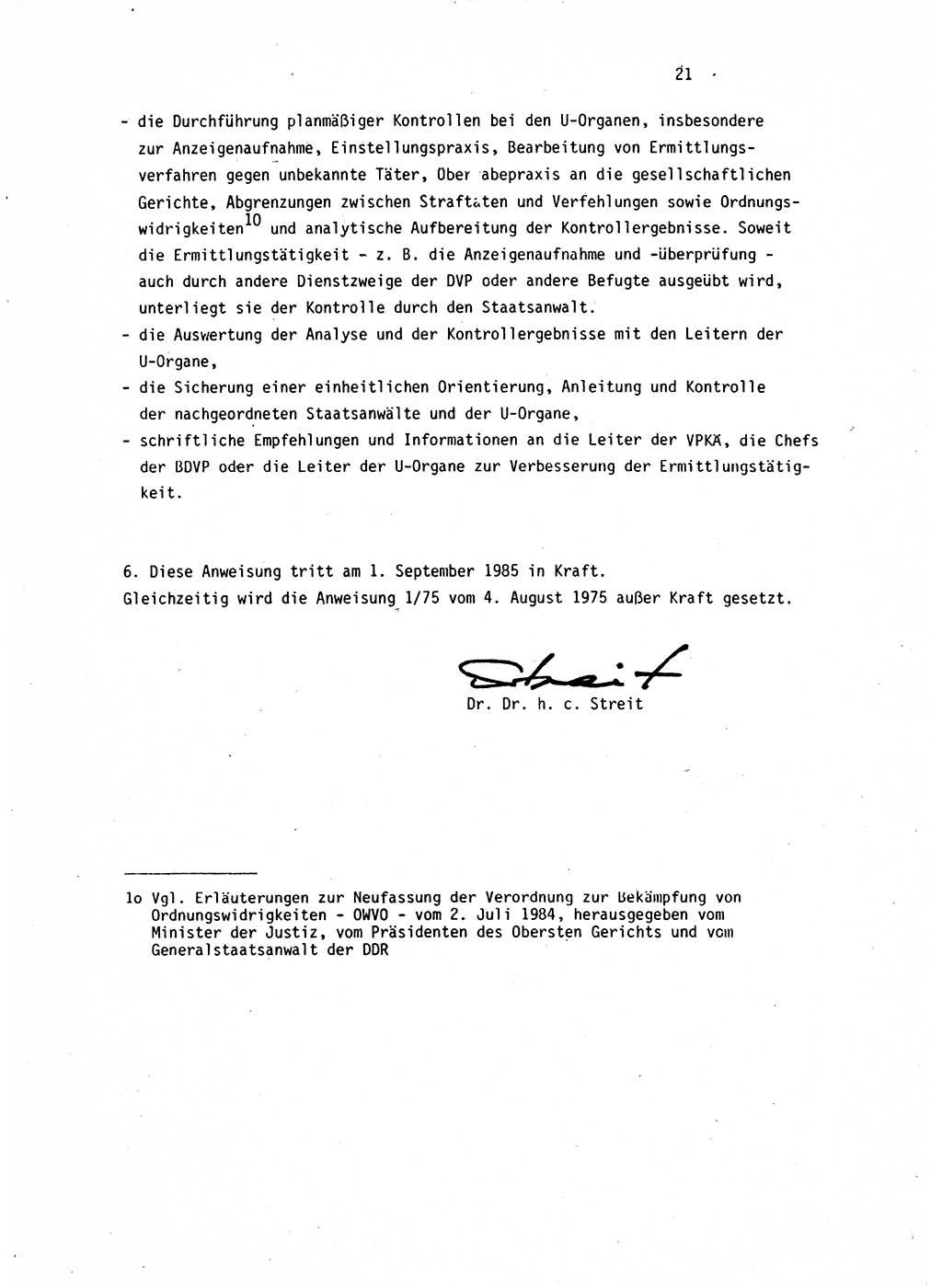 Leitung des Ermittlungsverfahren (EV) durch den Staatsanwalt [Deutsche Demokratische Republik (DDR)] 1985, Seite 21 (Ltg. EV StA DDR 1985, S. 21)