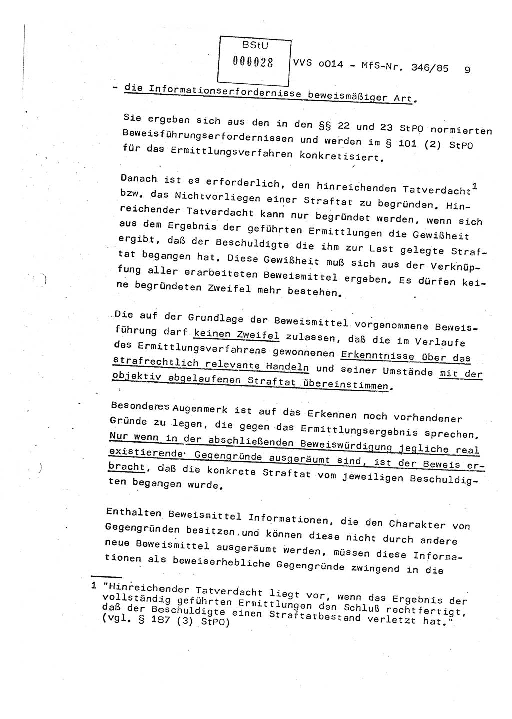 Lektion Ministerium für Staatssicherheit (MfS) [Deutsche Demokratische Republik (DDR)], Hauptabteilung (HA) Ⅸ, Vertrauliche Verschlußsache (VVS) o014-346/85, Berlin 1985, Seite 9 (Lekt. MfS DDR HA Ⅸ VVS o014-346/85 1985, S. 9)