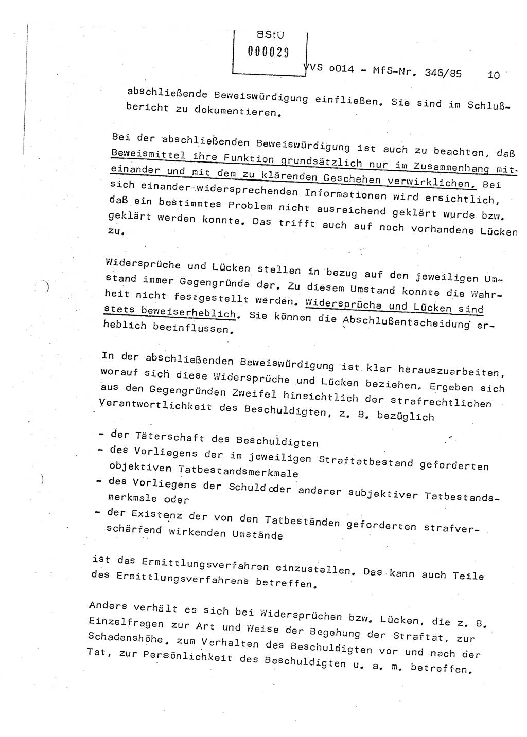 Lektion Ministerium für Staatssicherheit (MfS) [Deutsche Demokratische Republik (DDR)], Hauptabteilung (HA) Ⅸ, Vertrauliche Verschlußsache (VVS) o014-346/85, Berlin 1985, Seite 10 (Lekt. MfS DDR HA Ⅸ VVS o014-346/85 1985, S. 10)