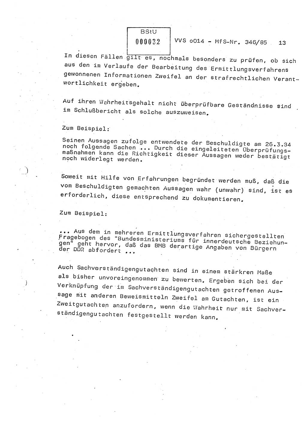 Lektion Ministerium für Staatssicherheit (MfS) [Deutsche Demokratische Republik (DDR)], Hauptabteilung (HA) Ⅸ, Vertrauliche Verschlußsache (VVS) o014-346/85, Berlin 1985, Seite 13 (Lekt. MfS DDR HA Ⅸ VVS o014-346/85 1985, S. 13)