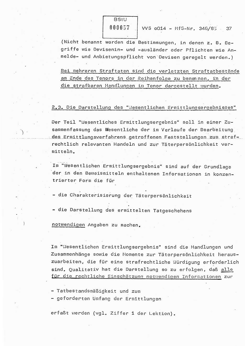 Lektion Ministerium für Staatssicherheit (MfS) [Deutsche Demokratische Republik (DDR)], Hauptabteilung (HA) Ⅸ, Vertrauliche Verschlußsache (VVS) o014-346/85, Berlin 1985, Seite 37 (Lekt. MfS DDR HA Ⅸ VVS o014-346/85 1985, S. 37)