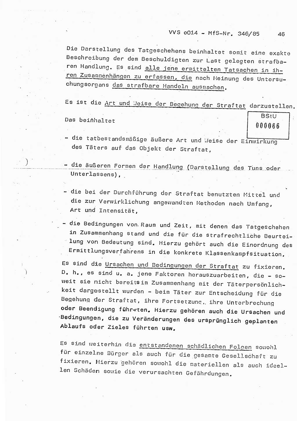 Lektion Ministerium für Staatssicherheit (MfS) [Deutsche Demokratische Republik (DDR)], Hauptabteilung (HA) Ⅸ, Vertrauliche Verschlußsache (VVS) o014-346/85, Berlin 1985, Seite 46 (Lekt. MfS DDR HA Ⅸ VVS o014-346/85 1985, S. 46)