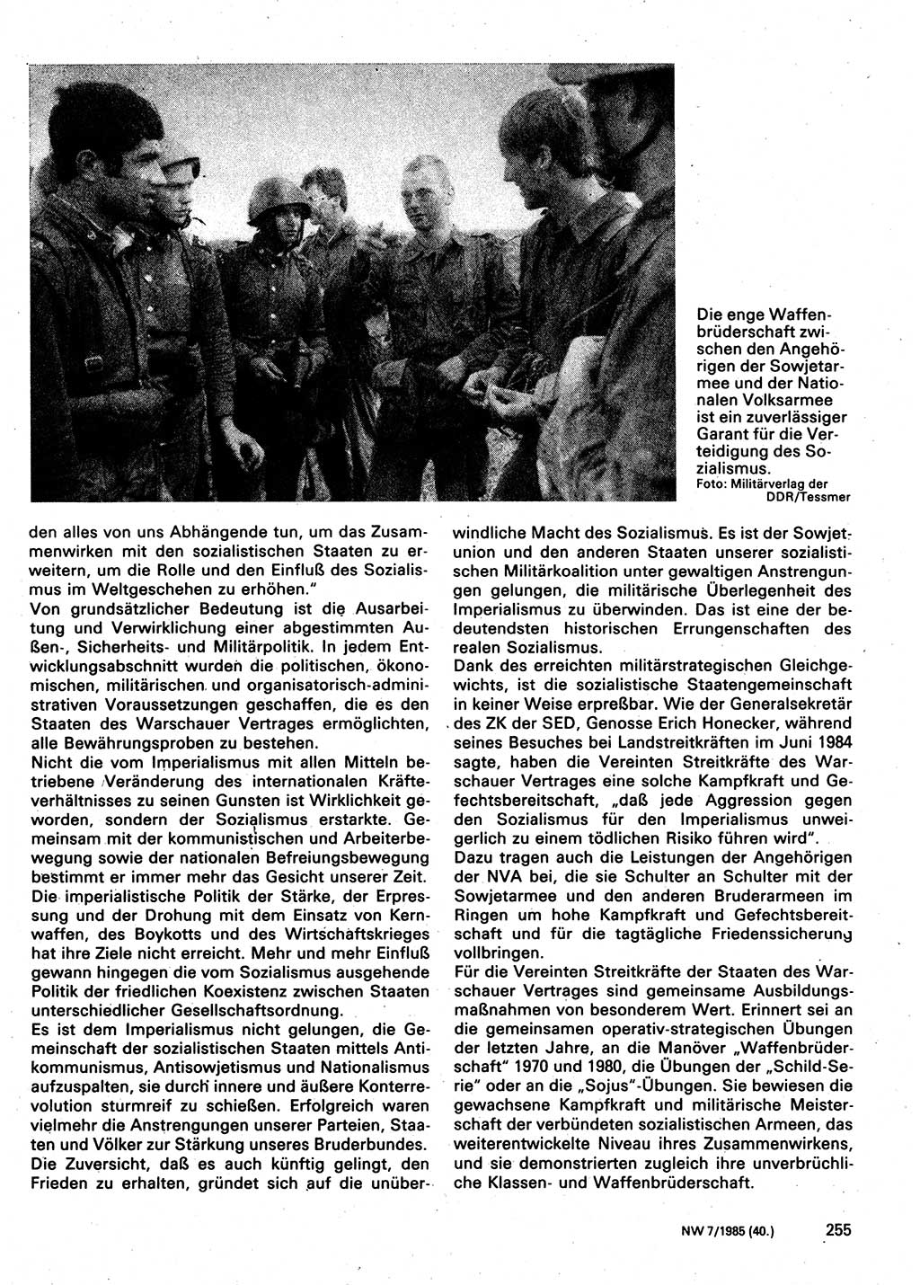Neuer Weg (NW), Organ des Zentralkomitees (ZK) der SED (Sozialistische Einheitspartei Deutschlands) für Fragen des Parteilebens, 40. Jahrgang [Deutsche Demokratische Republik (DDR)] 1985, Seite 255 (NW ZK SED DDR 1985, S. 255)