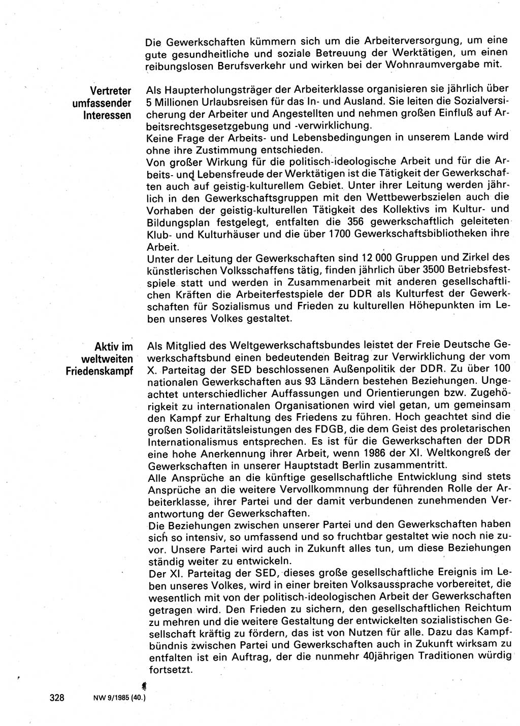 Neuer Weg (NW), Organ des Zentralkomitees (ZK) der SED (Sozialistische Einheitspartei Deutschlands) für Fragen des Parteilebens, 40. Jahrgang [Deutsche Demokratische Republik (DDR)] 1985, Seite 328 (NW ZK SED DDR 1985, S. 328)