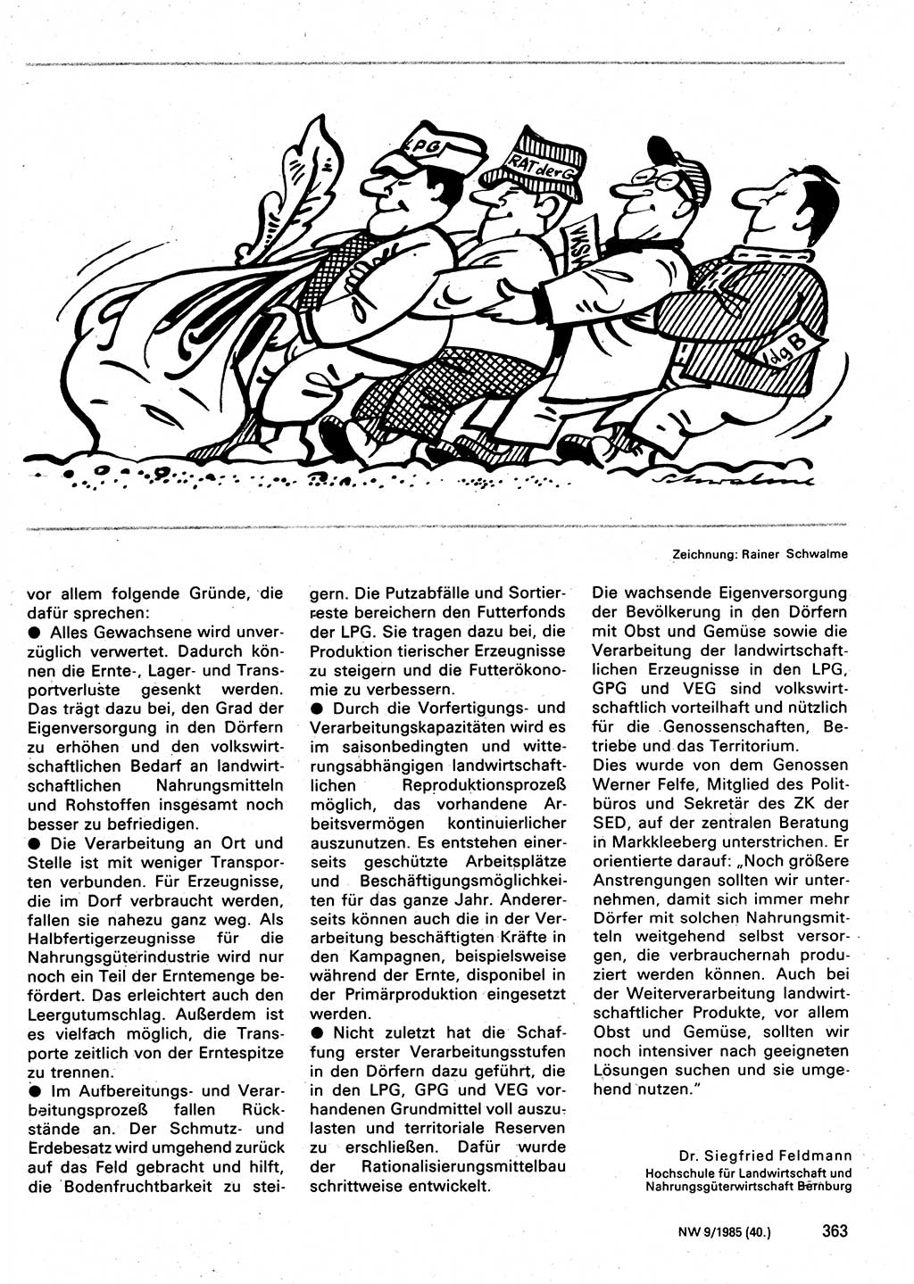 Neuer Weg (NW), Organ des Zentralkomitees (ZK) der SED (Sozialistische Einheitspartei Deutschlands) für Fragen des Parteilebens, 40. Jahrgang [Deutsche Demokratische Republik (DDR)] 1985, Seite 363 (NW ZK SED DDR 1985, S. 363)