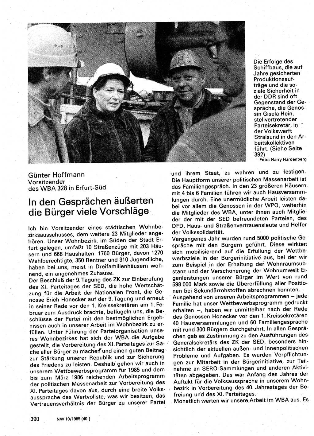 Neuer Weg (NW), Organ des Zentralkomitees (ZK) der SED (Sozialistische Einheitspartei Deutschlands) für Fragen des Parteilebens, 40. Jahrgang [Deutsche Demokratische Republik (DDR)] 1985, Seite 390 (NW ZK SED DDR 1985, S. 390)