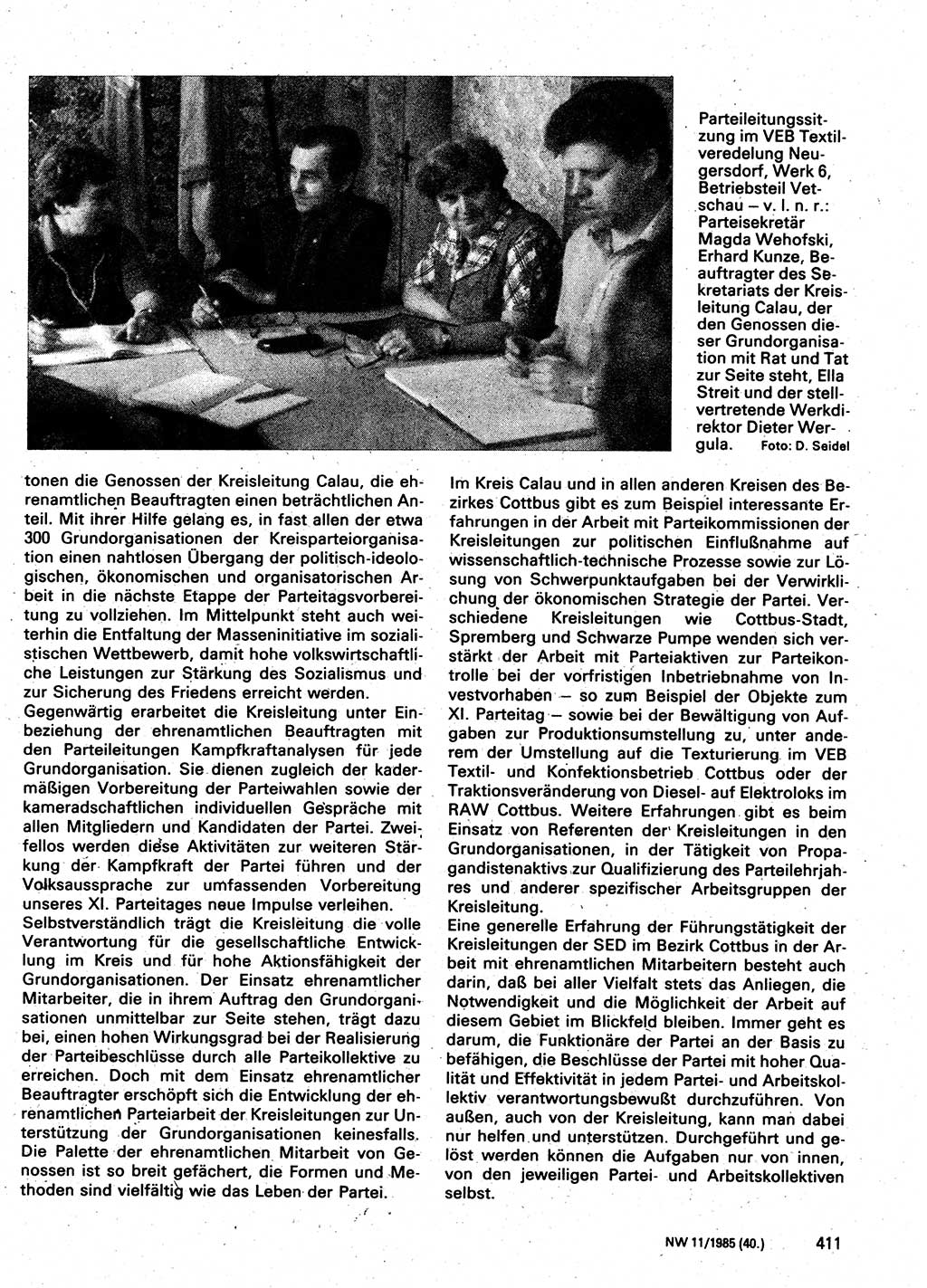 Neuer Weg (NW), Organ des Zentralkomitees (ZK) der SED (Sozialistische Einheitspartei Deutschlands) für Fragen des Parteilebens, 40. Jahrgang [Deutsche Demokratische Republik (DDR)] 1985, Seite 411 (NW ZK SED DDR 1985, S. 411)