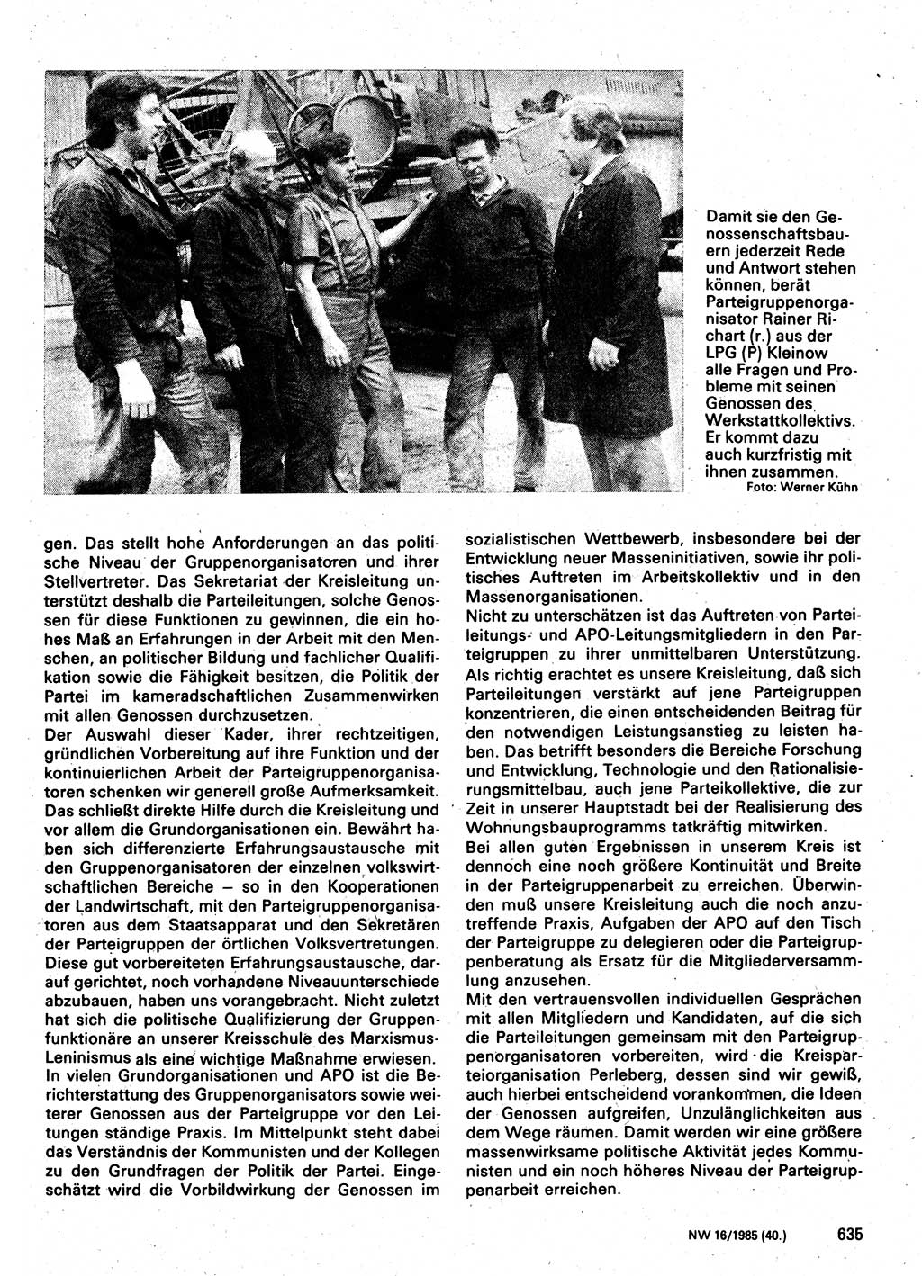 Neuer Weg (NW), Organ des Zentralkomitees (ZK) der SED (Sozialistische Einheitspartei Deutschlands) für Fragen des Parteilebens, 40. Jahrgang [Deutsche Demokratische Republik (DDR)] 1985, Seite 635 (NW ZK SED DDR 1985, S. 635)